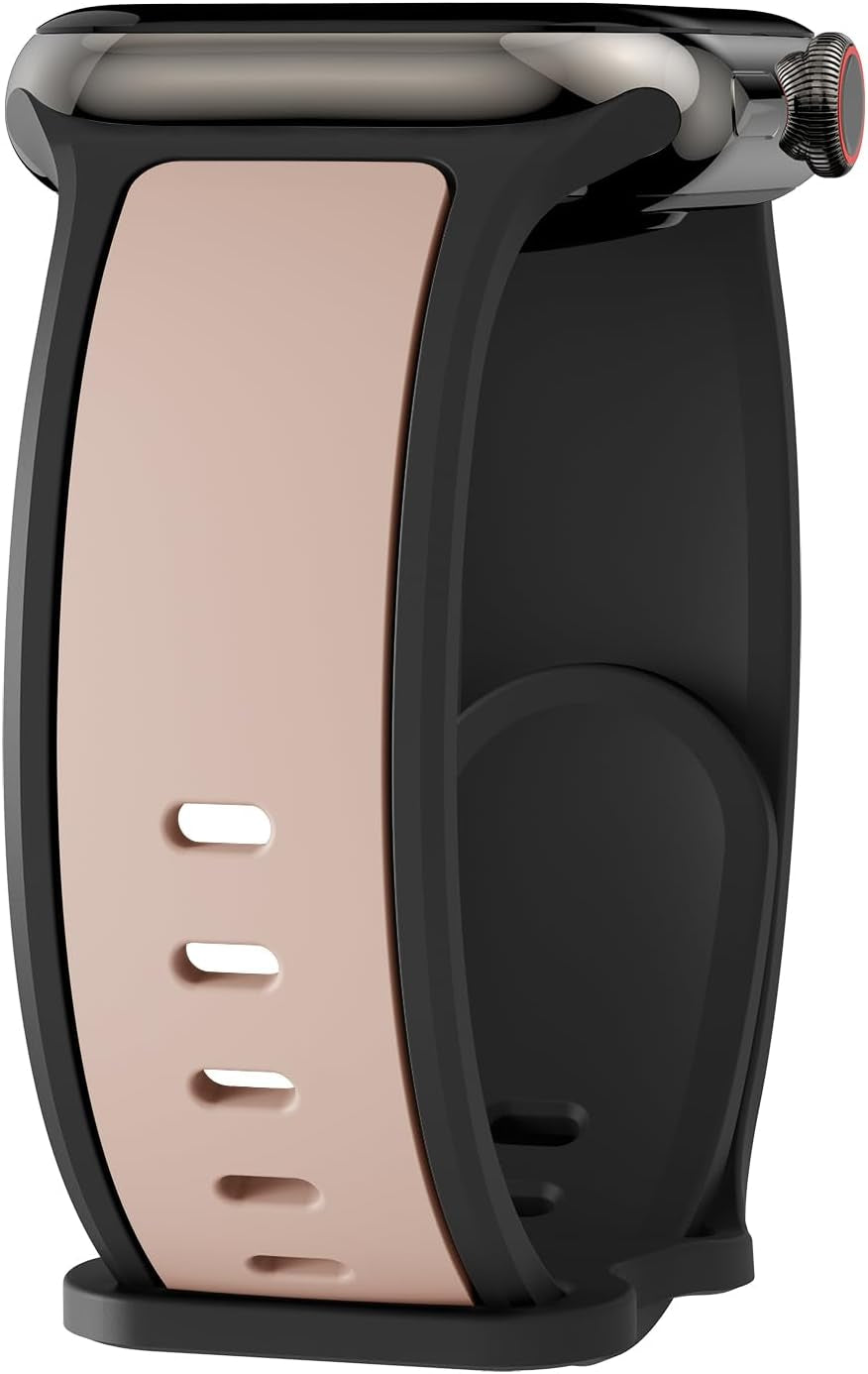 Two-Toned Dual Color Bands Compatible with Apple Watch 38Mm 40Mm 41Mm 42Mm 44Mm 45Mm 49Mm, Replacement Soft Silicone Sport Strap for Iwatch Series 9/8/7/6/5/4/3/2/1 Ultra/Ultra 2 SE Women Men
