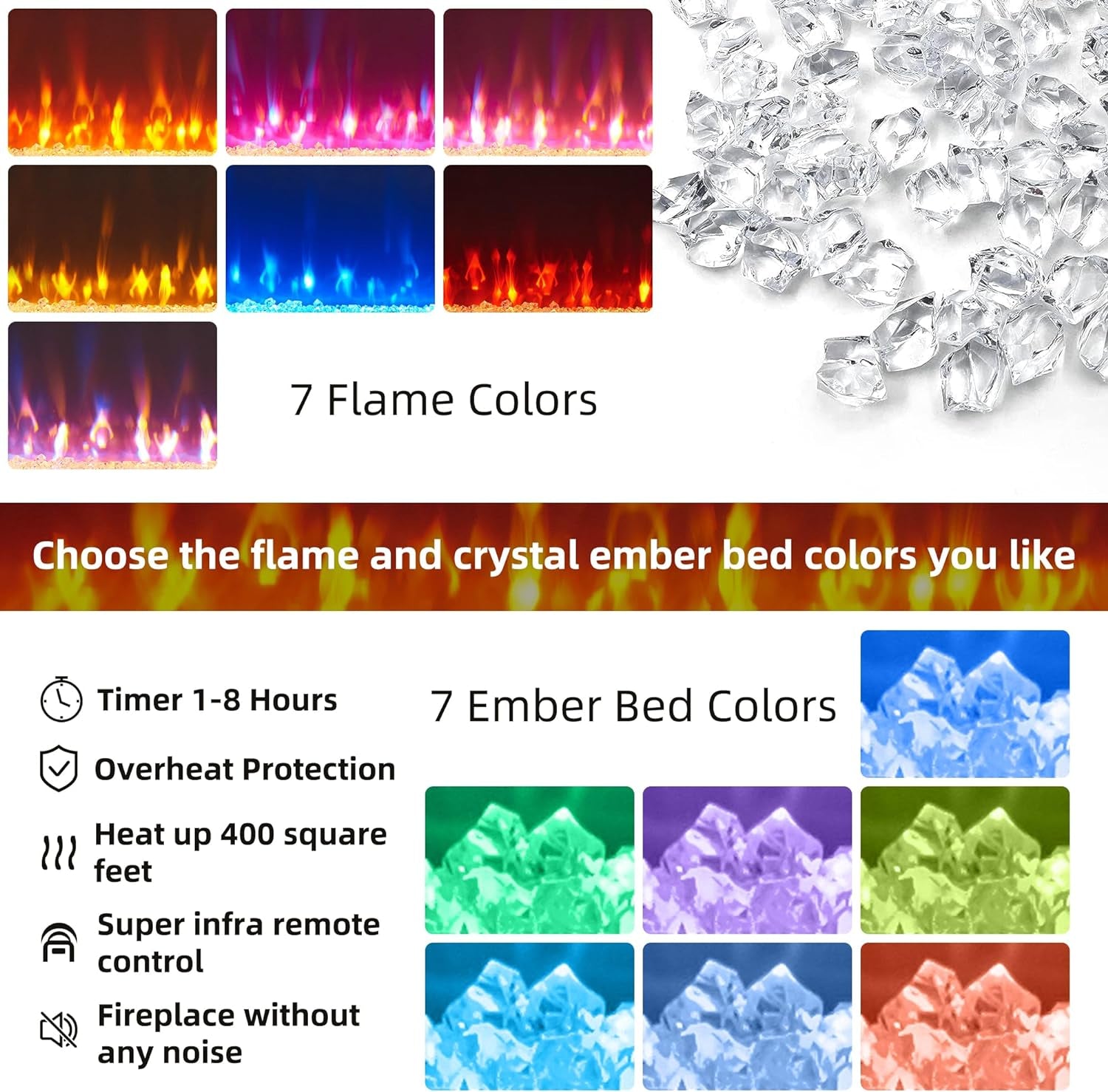 Fireplace TV Stand for 80 Inch TV, Farmhouse Entertainment Center with 42" Fireplace & LED Lights, Modern Media Console Table with Storage Drawers & Cabinets for Living Room, Light Rustic Oak