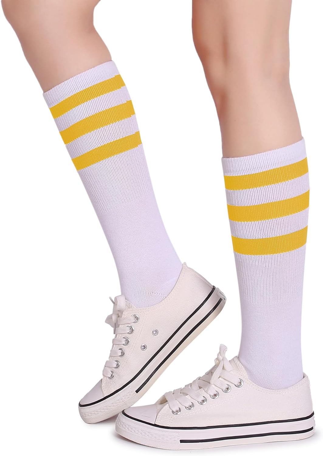Classic Triple Stripes Soft Cotton on the Calf Retro White Tube Socks
