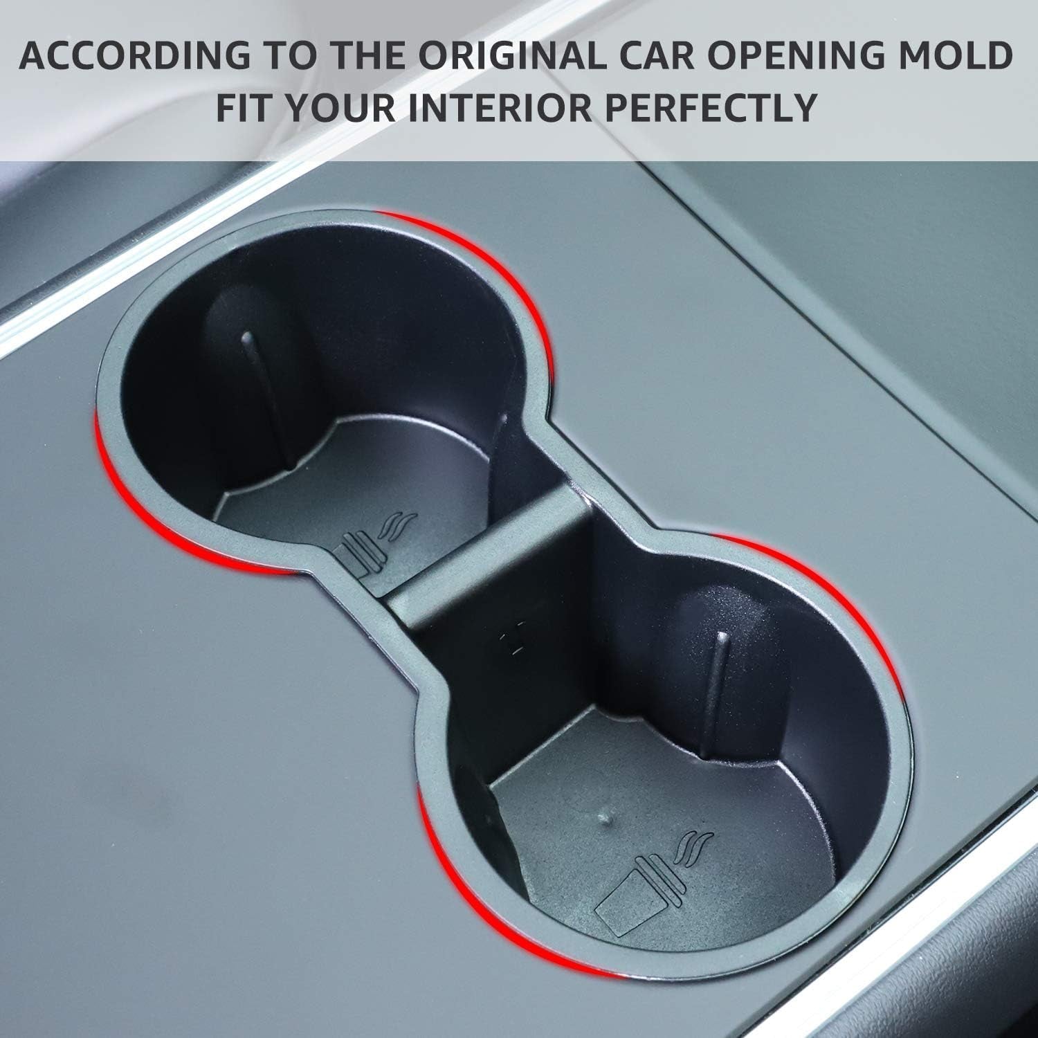 Tesla Model Y Tesla Model 3 Center Console Cup Holder Inserts [Seamless Fit for Console] 2016-2020 Model 3 Model Y NOT FIT 2021 Model 3
