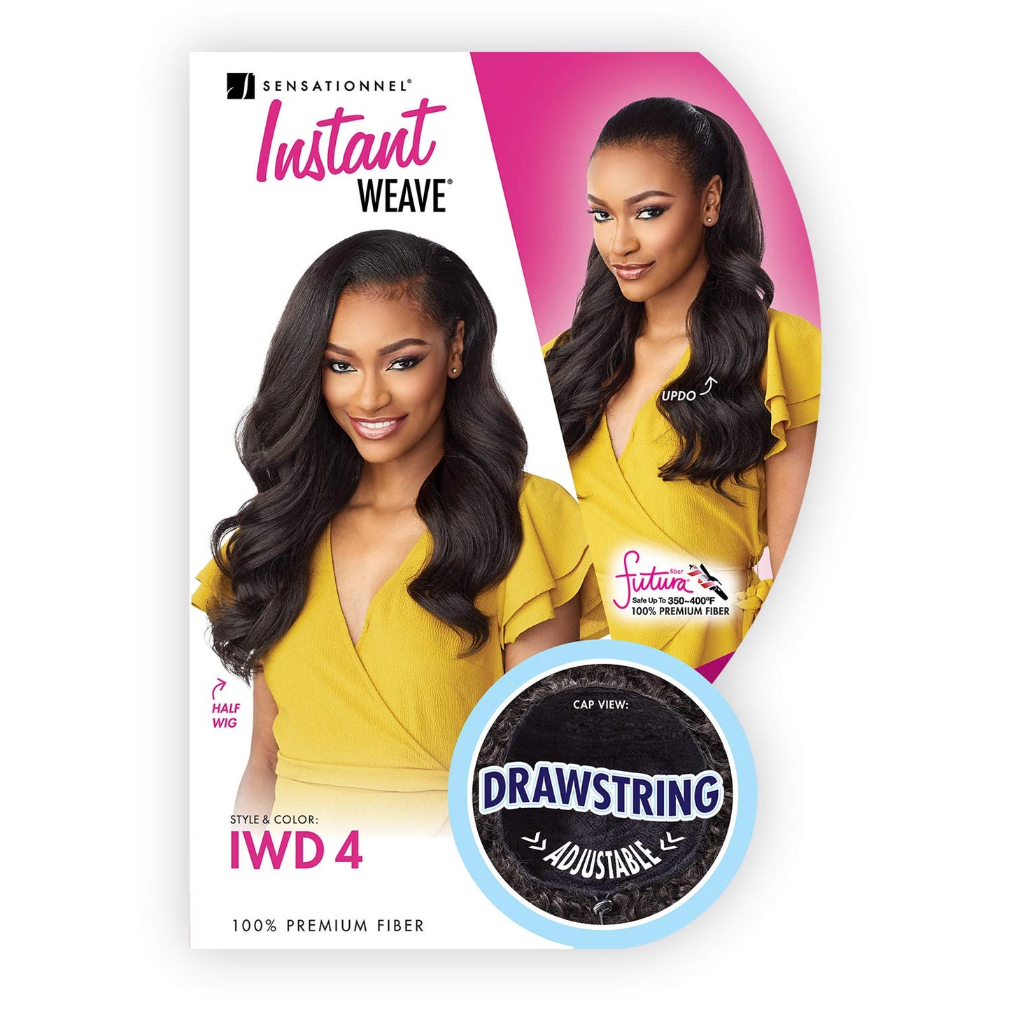 Instant Weave Synthetic Half Wig with Drawstring Cap - IWD 004 (1B off Black)