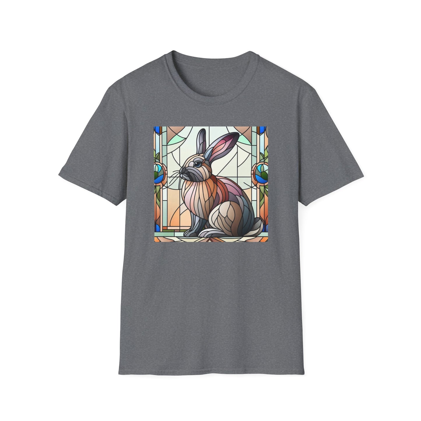 Flemish Giant Rabbit Animal Stained Glass Design Unisex Softstyle T-Shirt