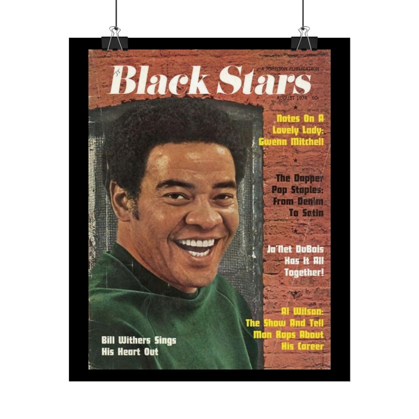 Vintage Music Rolled Posters - Bill Withers, August 1974 Design