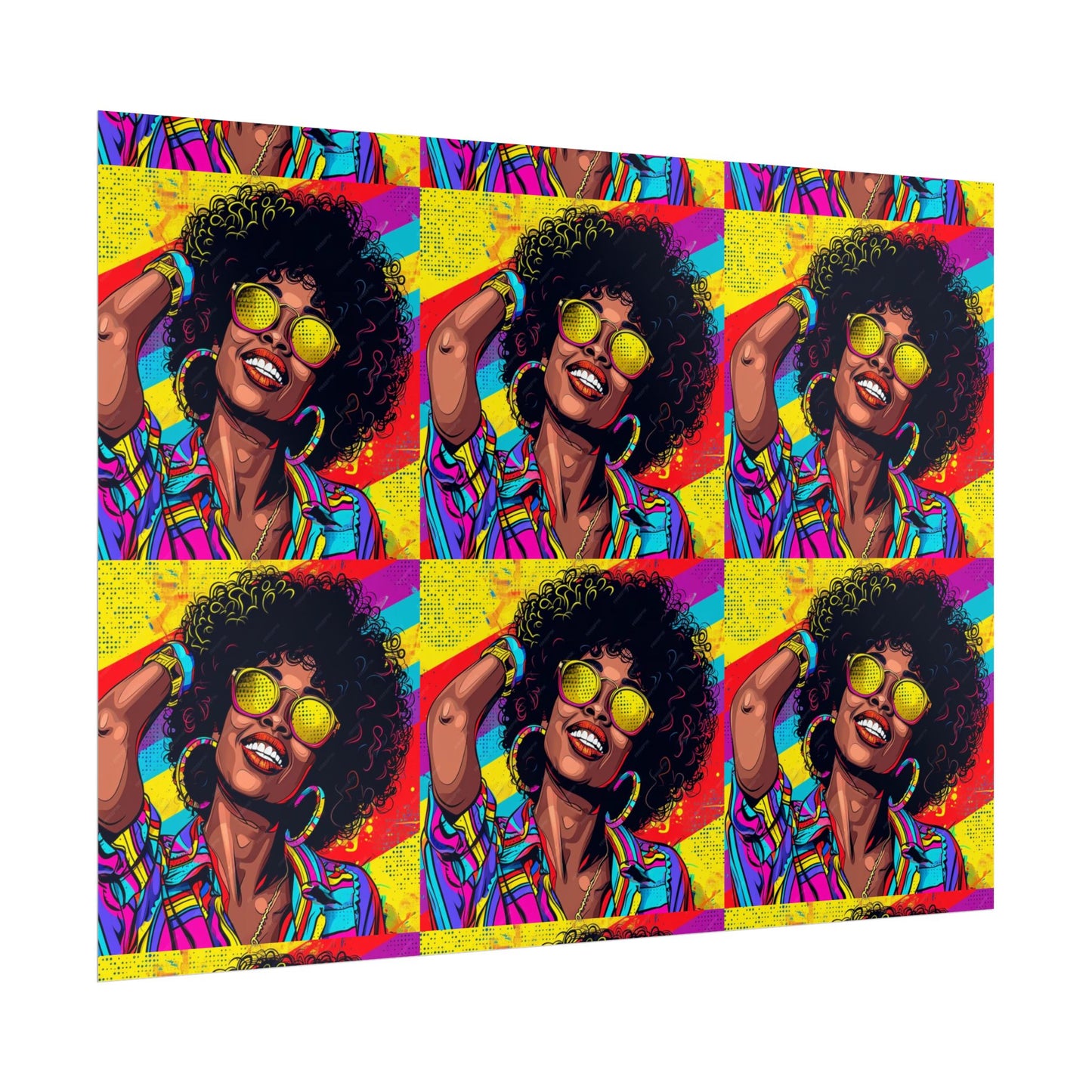 Woman afro hair with braids fat black color drawing Rolled Posters