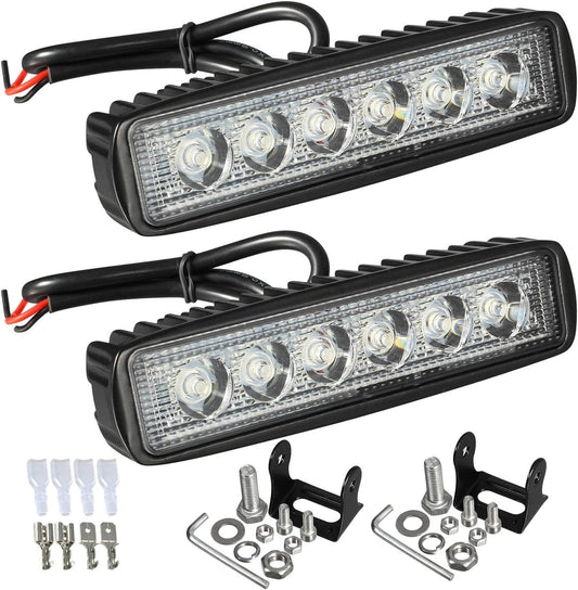 6" LED Light Bar White 36W 6500K Super Bright Spot Work Pods Single Row off Road Driving Fog Boat Light Waterproof SUV ATV 4WD Car Truck Golf Cart 12V 24V IP67 (2Pcs)