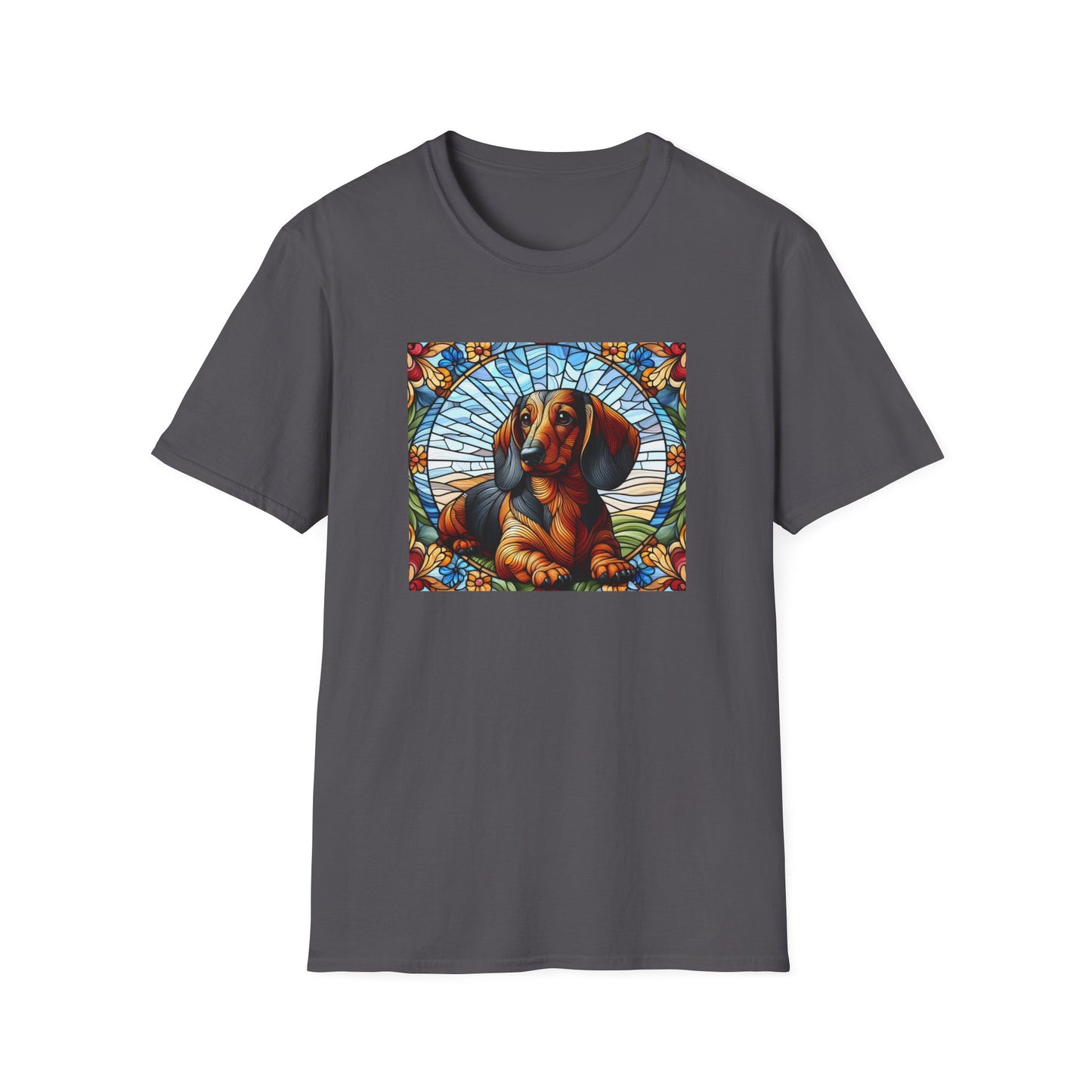 Dachshund Stained Glass Unisex Softstyle T-Shirt