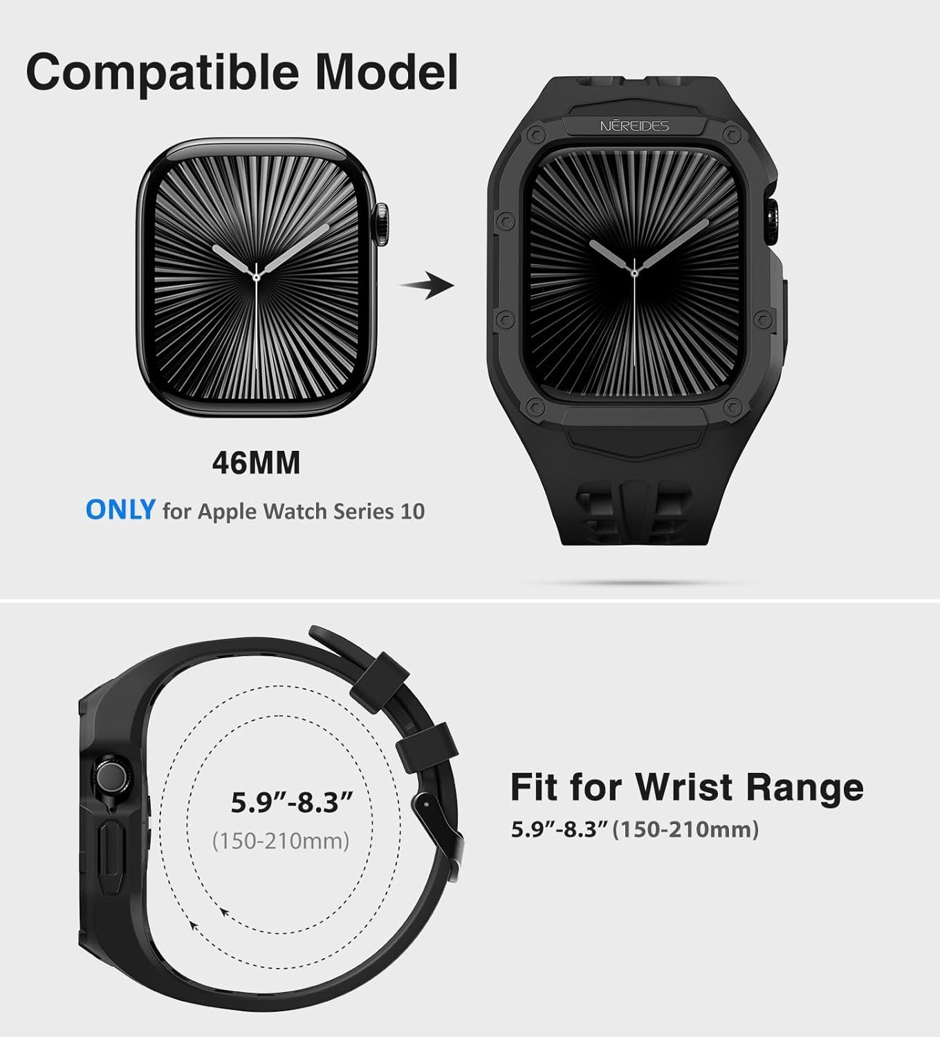 Compatible with Apple Watch Band 46Mm Series 10 with Case, Shockproof Rugged Band Strap for Iwatch Series 10 46Mm Band with Bumper Case Men