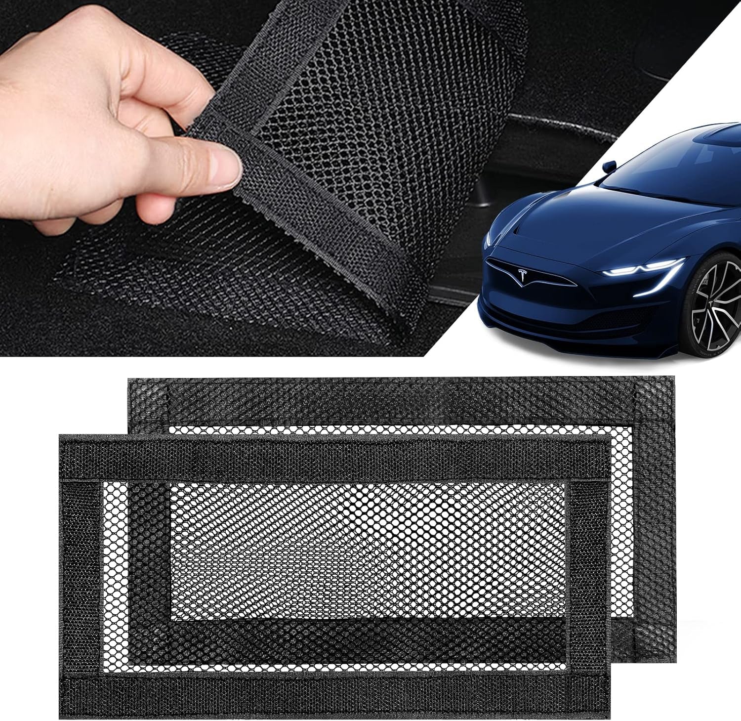 Backseat Air Vent Cover for Tesla Model 3 & Model Y, 2-Pack Rear Seat Air Condition Outlet Protector with Upgraded Mesh Cloth and Velcro, Car Air Vent Accessories for Tesla Model Y / 3