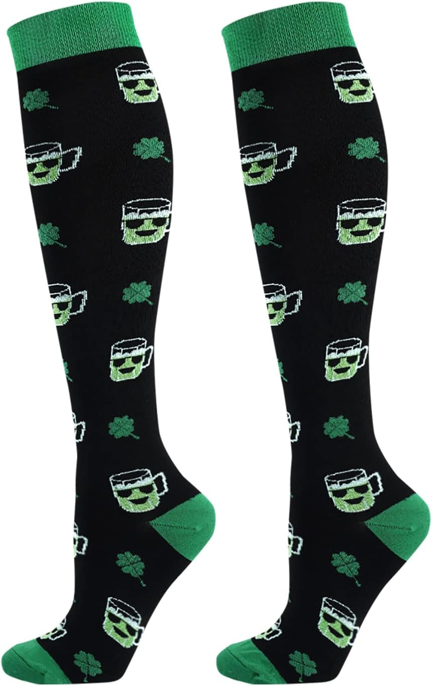 Junely Compression Socks for Women Knee High Festival Socks for Running Work Support Nurses Pregnancy Travel