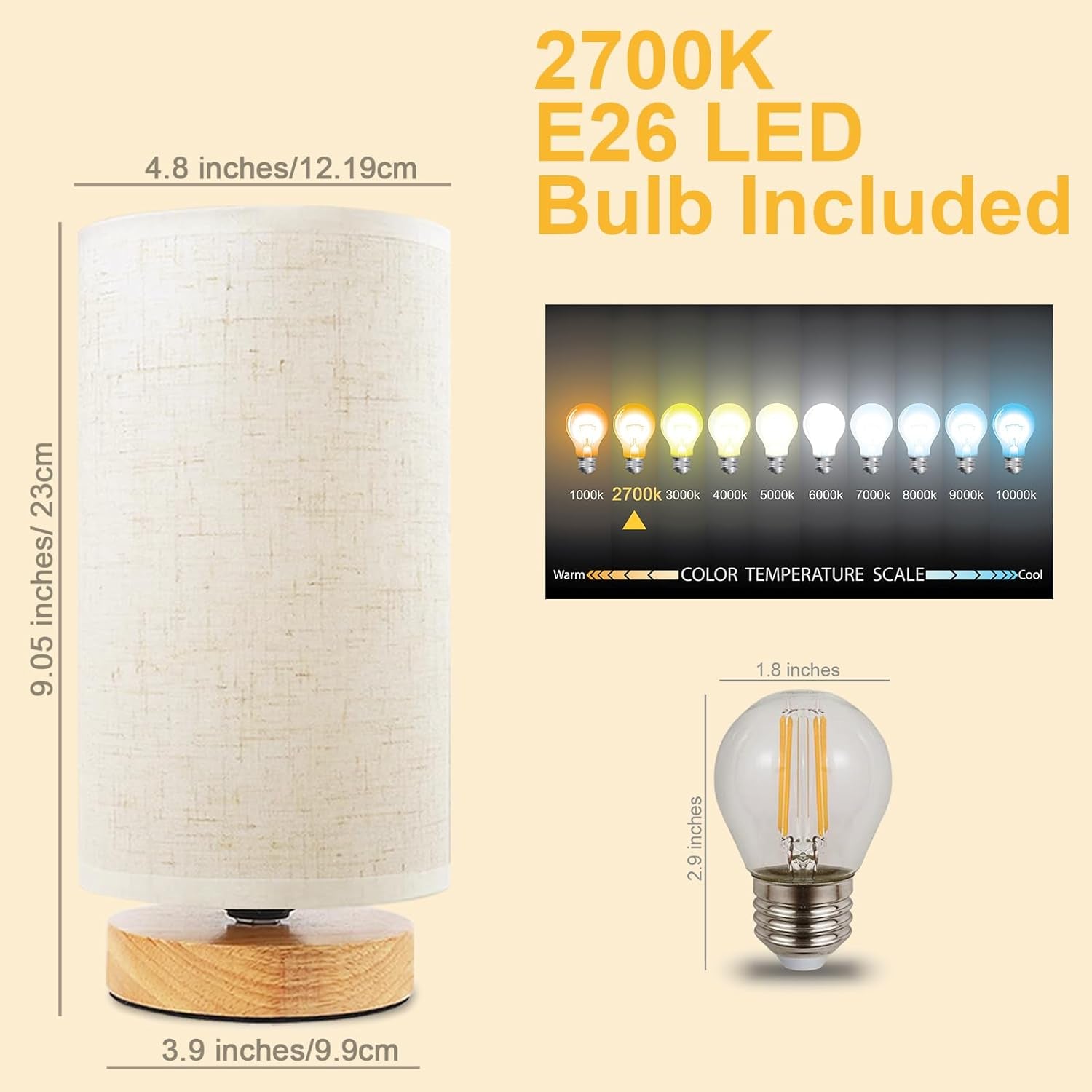 Table Lamp for Bedroom - Small beside Lamps for Night Stands Home Office - Minimalist Design Warm Light Mini Boho Lamp - Fits in Kids,Living,Nursey Room,College Dorm - Awesome Gift Choice