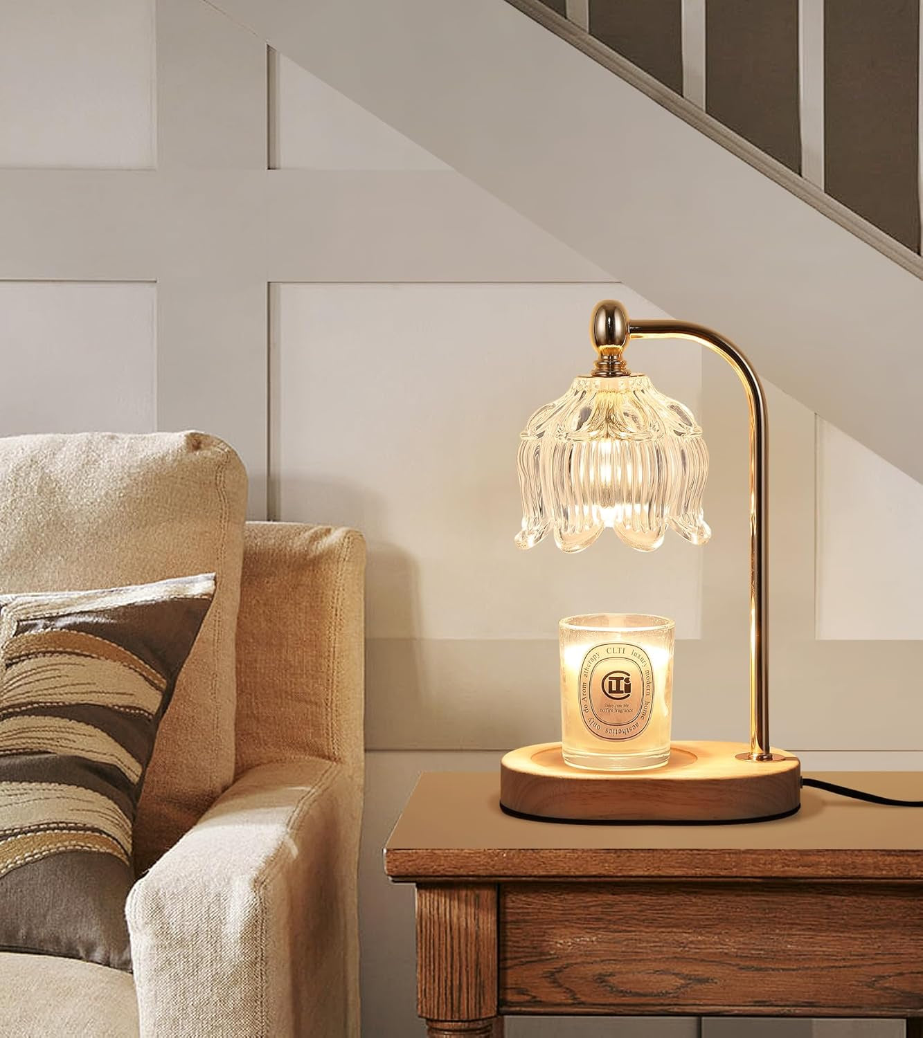 Candle Warmer Lamp with Timer and Dimmer,Electric Gold Candle Warmer Light Gifts for Women Melt Wax Warmer Lamp with 2 Bulbs for Candle Jars House Warming New Home Decor Bedroom