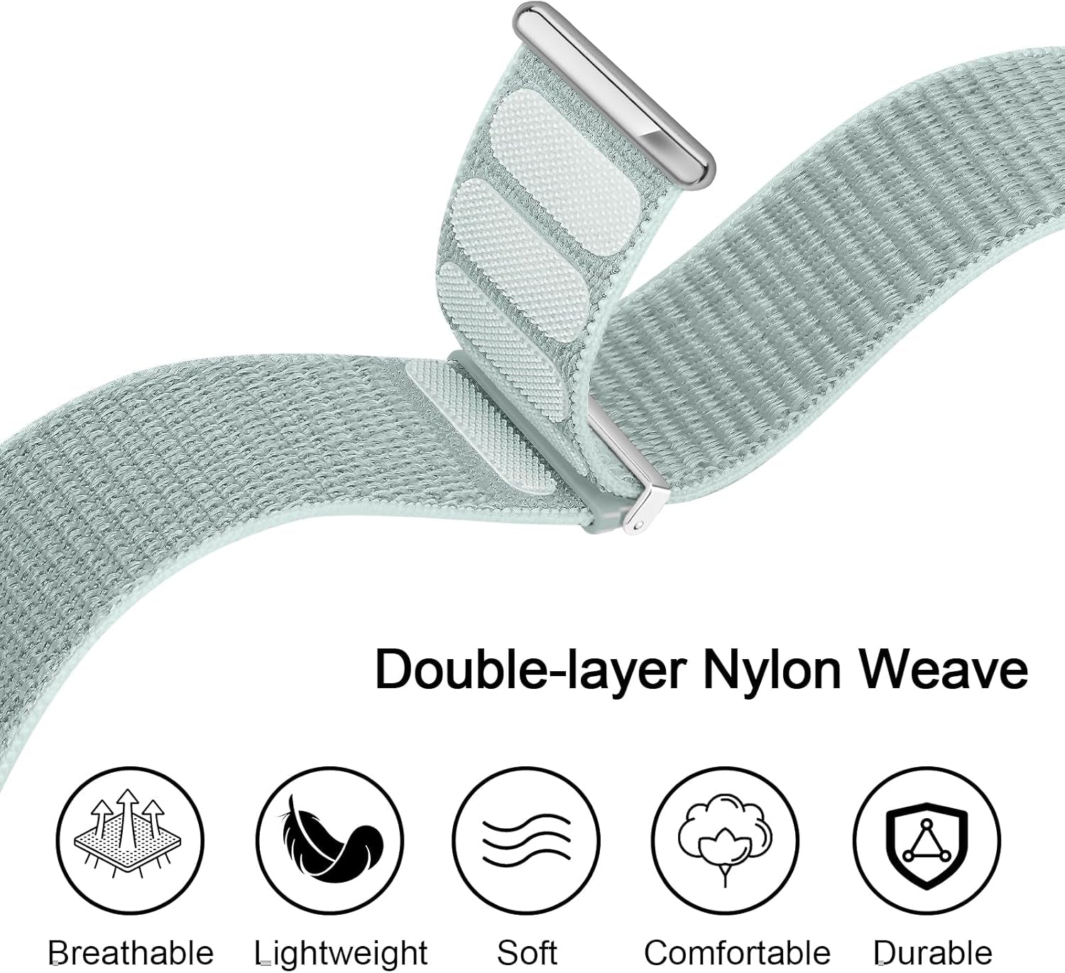 Nylon Band Compatible with Apple Watch Band 38Mm 40Mm 41Mm 42Mm 44Mm 45Mm 46Mm 49Mm for Women Men, Soft Braided Stretchy Solo Loop Sport Band for Iwatch Series 10/9/8/7/6/Se/Ultra Blue Fog S