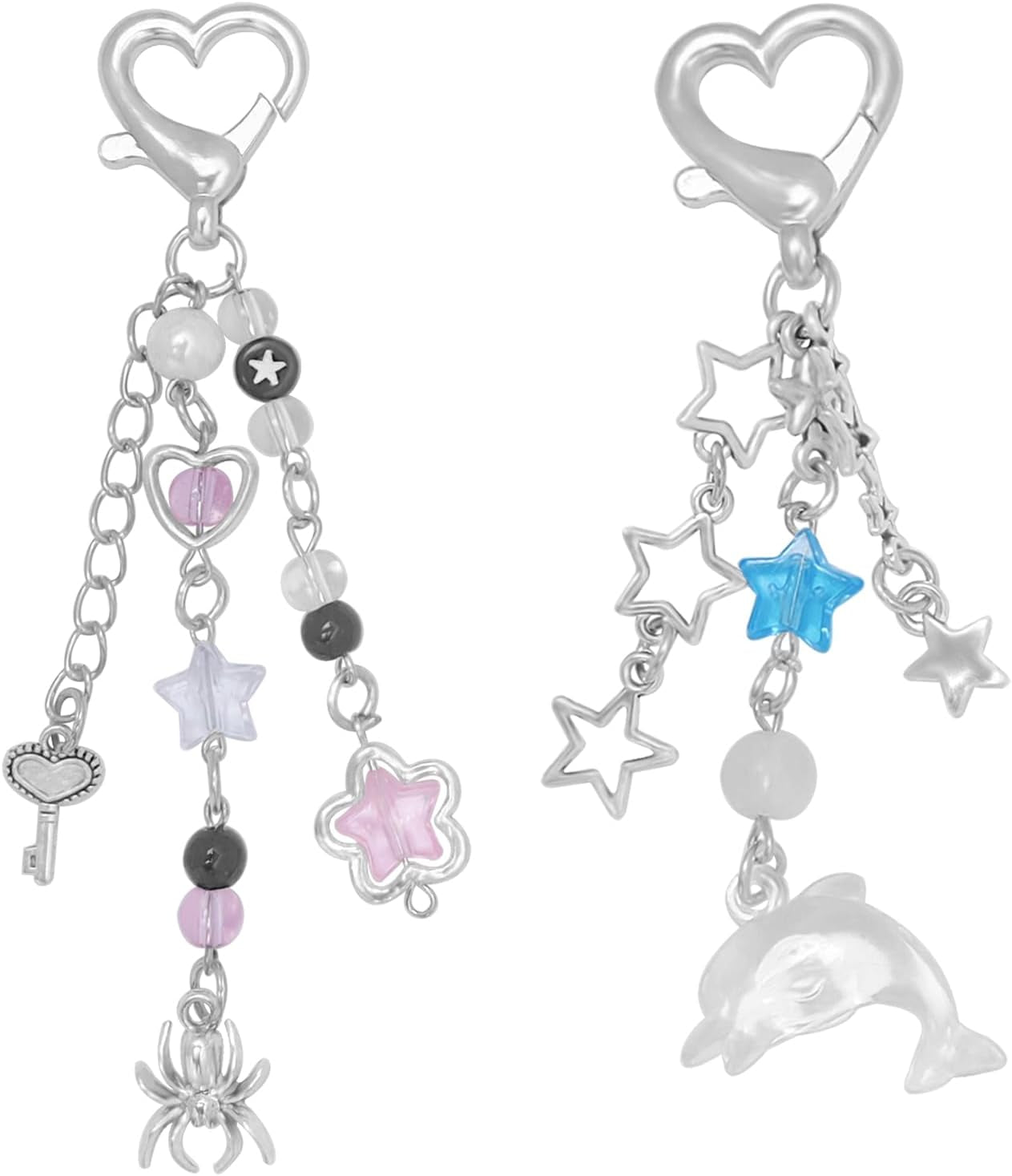 Aesthetic Y2K Keychains Cute Butterfly Star Strawberry Bear Guitar Keychains Charms for Women Bag Purse Gifts