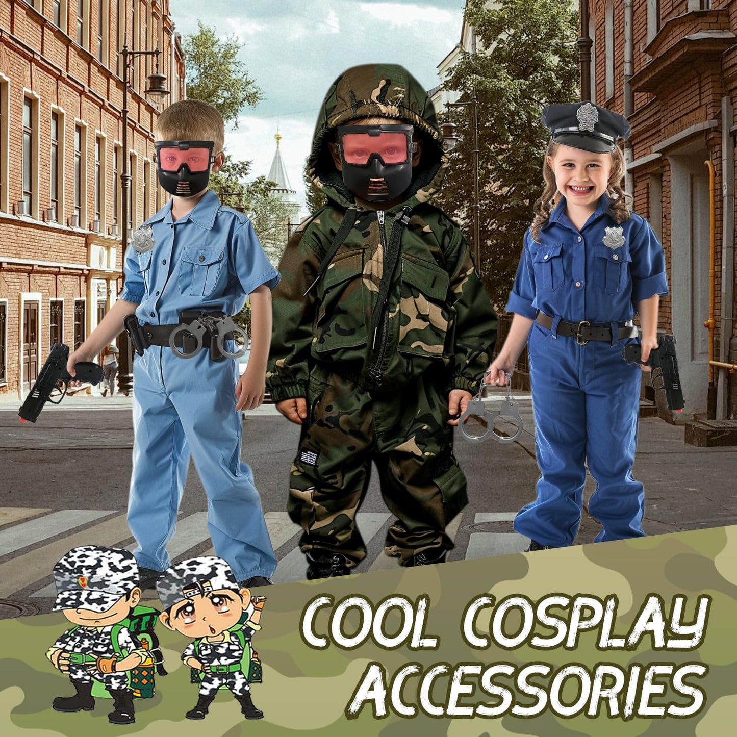 Police Toys, 6PCS Swat Gear Pretend Play Toy Set for Kids, Military Army Soldiers Costume Accessories Halloween Costumes Gifts for Boys and Girls