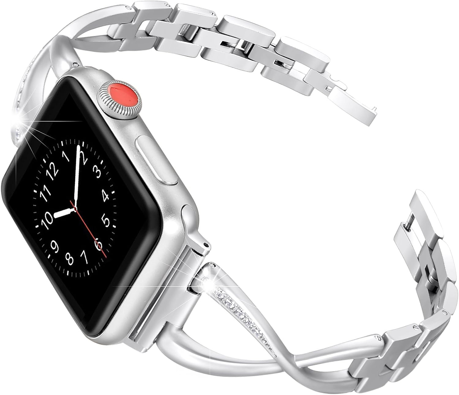 Bands Compatible with Apple Watch Band 38Mm 40Mm 41Mm 42Mm 44Mm 45Mm Iwatch SE Series 9/8/7/6/5/4/3/2/1 Women Dressy Jewelry Stainless Steel Accessories Wristband Strap