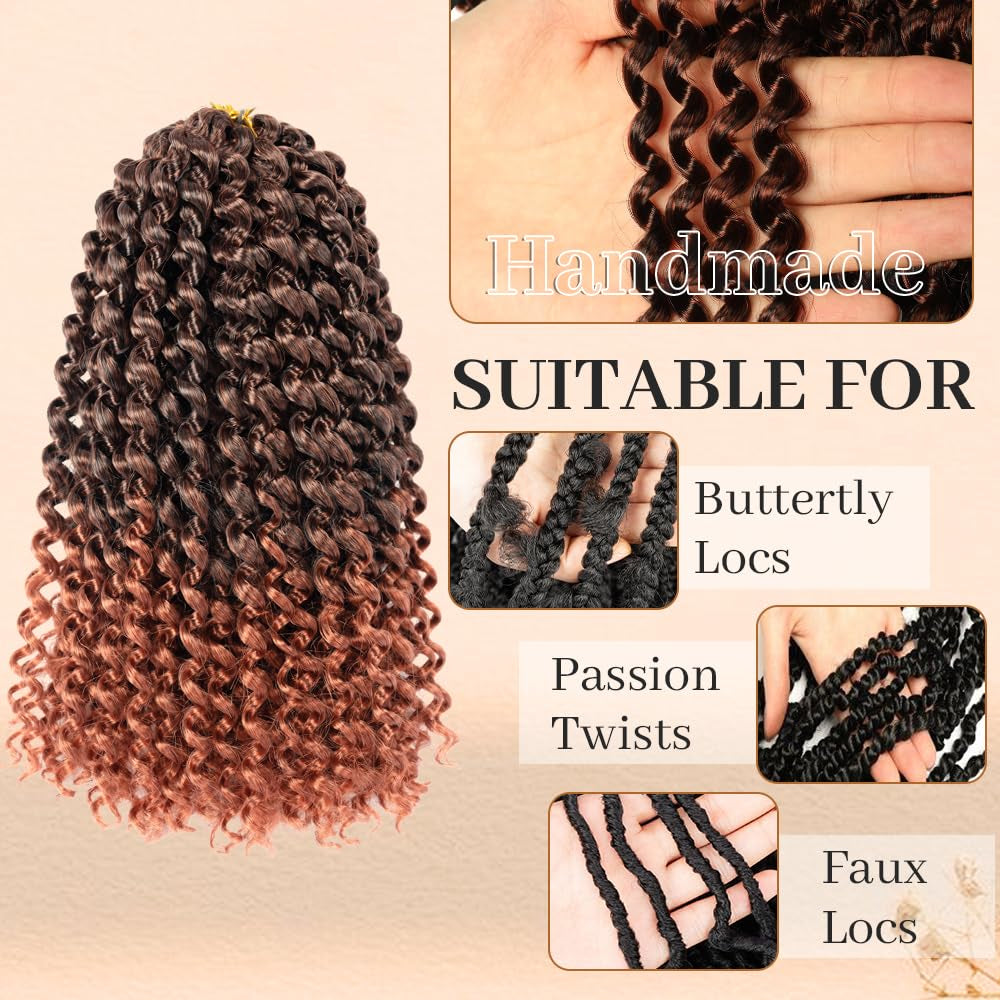 10 Inch Passion Twist Hair Water Wave Crochet Hair for Passion Twist Crochet Hair Long Bohemian Braiding Hair 6 Packs Braiding Passion Twist Braids Synthetic Hair Extensions (10 Inch, #1B/350)