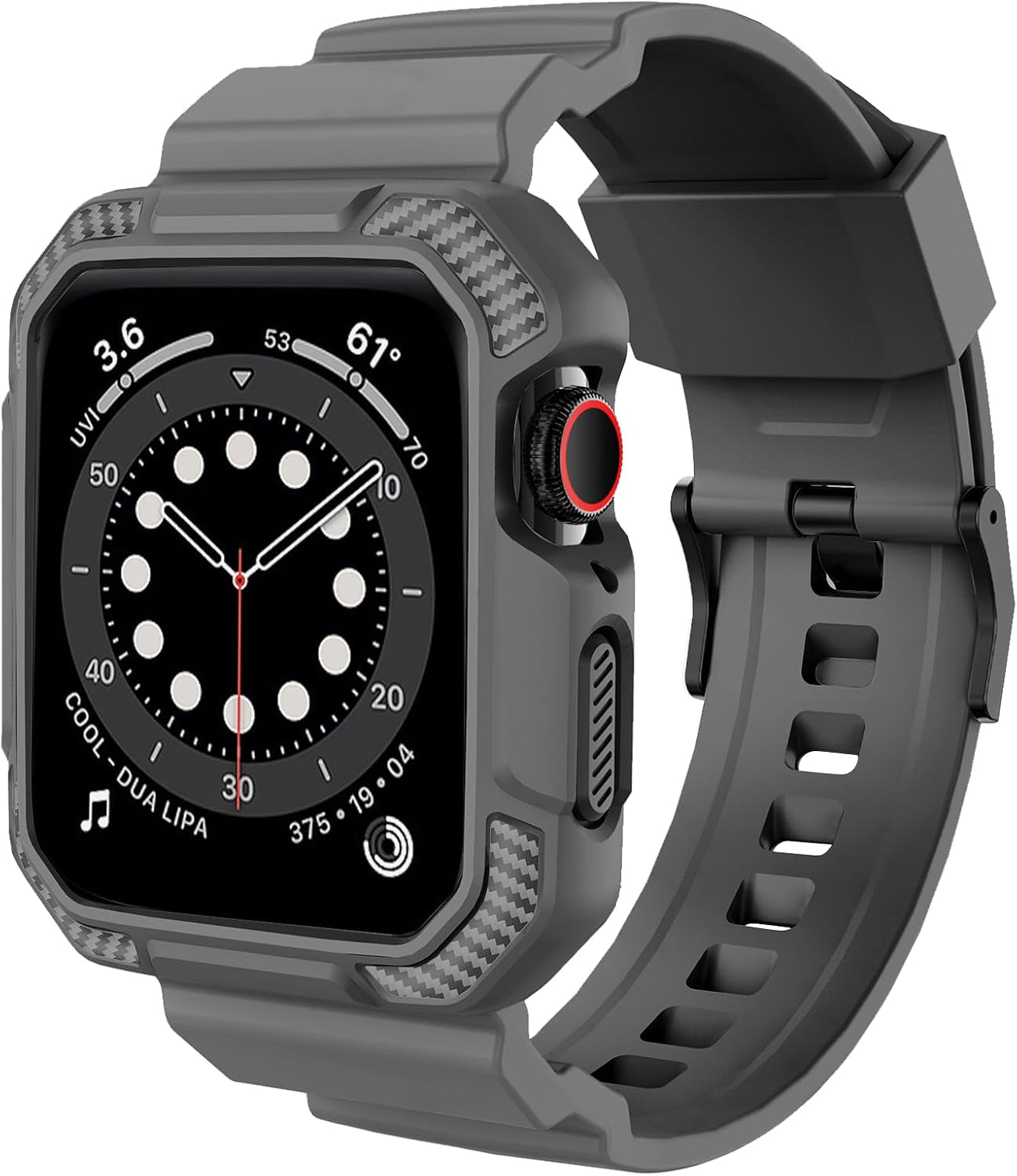 Compatible with Apple Watch Band 42Mm Series 10 with Case, Shockproof Rugged Band Strap for Iwatch Series 10 42Mm with Bumper Case Cover Men Women, Matte Black