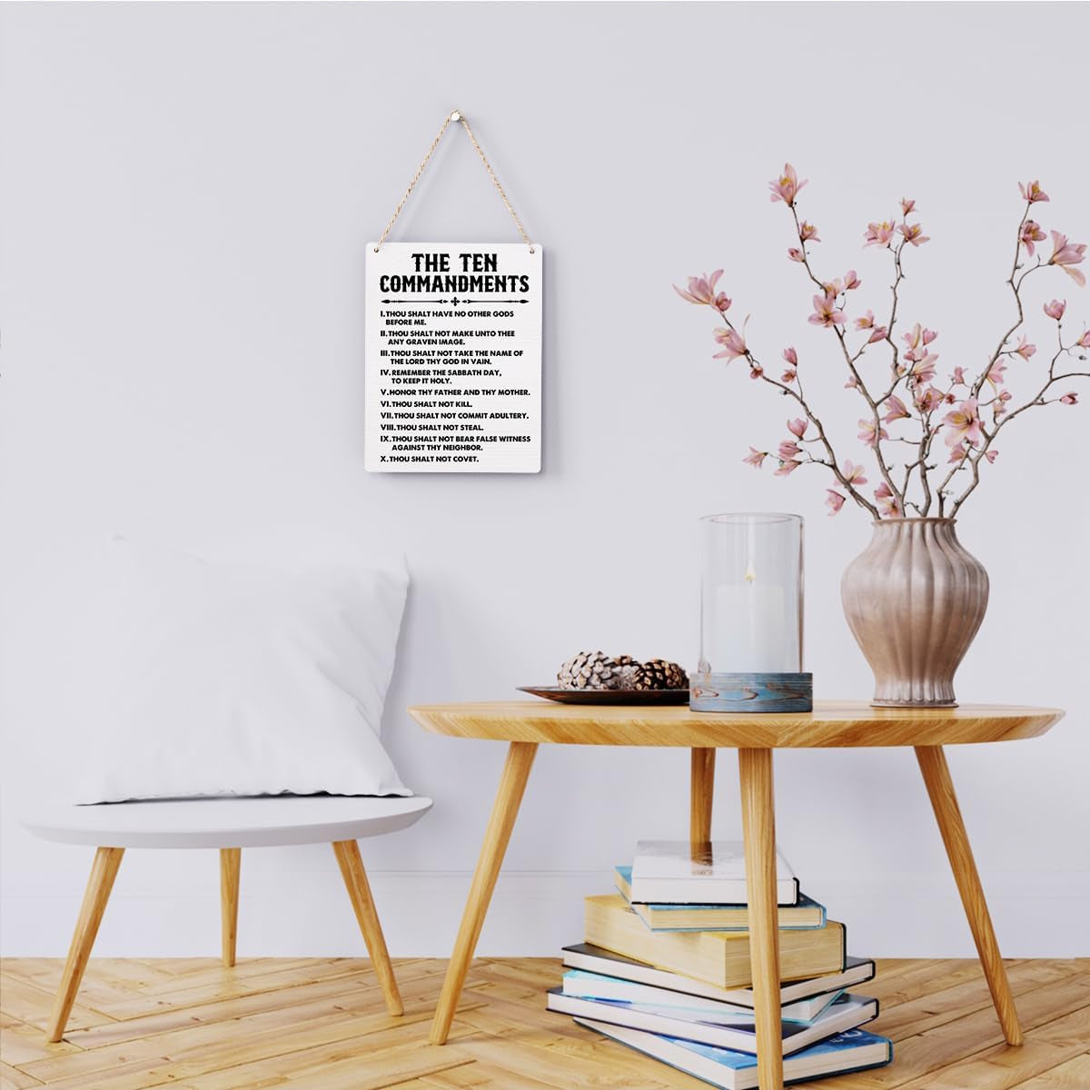 Inspirational Signs Gift 10 Commandments Wall Art Christian Bible Verse Wall Art Religious Home Wall Decor 8X10 Inches Scripture Wooden Hanging Sign for Living Room Bedroom Office