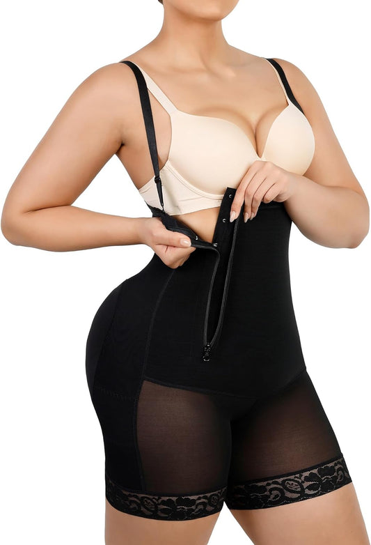 Tummy Control Shapewear Fajas Colombianas Side Zipper Body Shaper plus Size Postpartum Bodysuit with Butt Lift