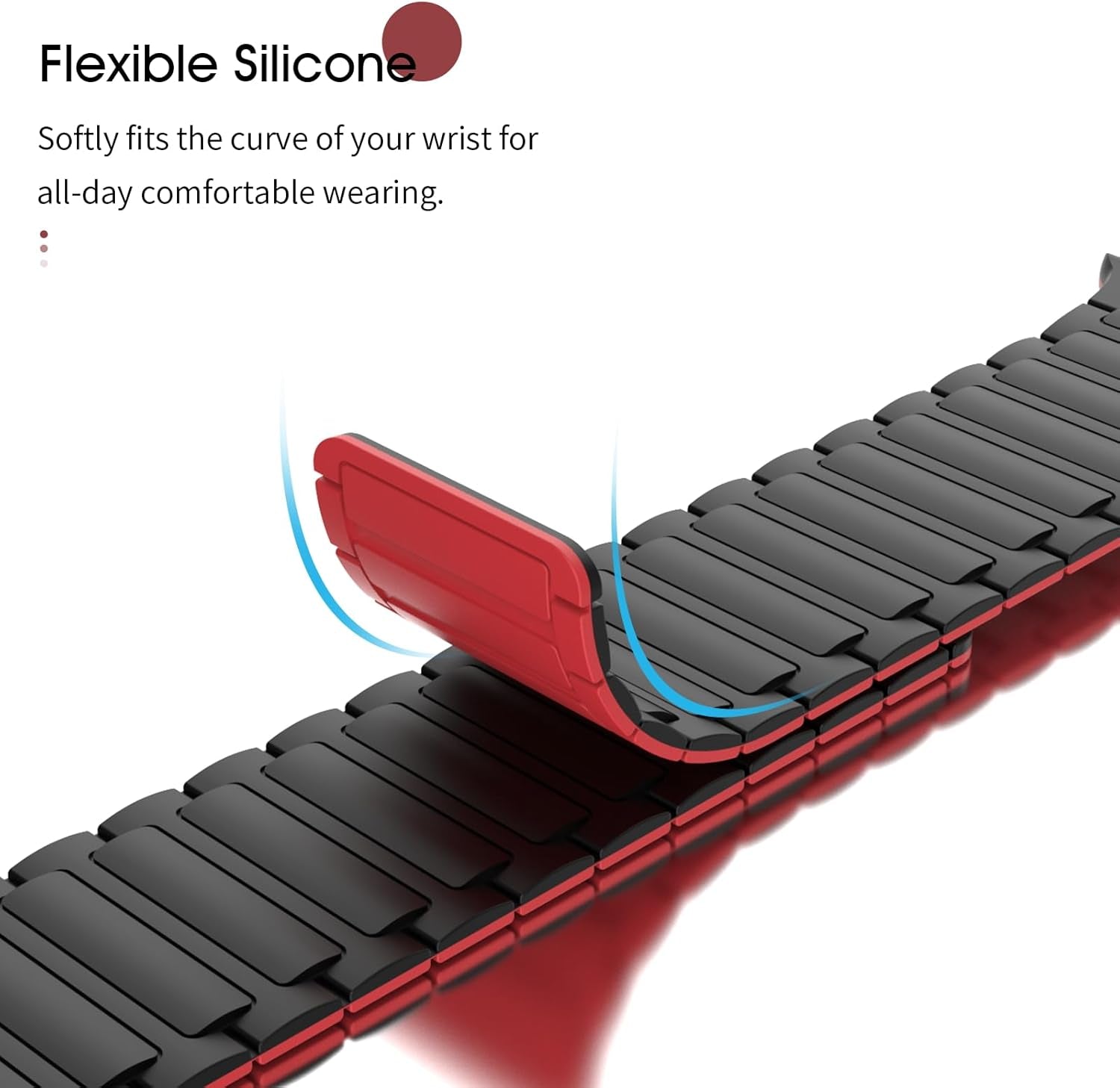 Magnetic Band Compatible with Apple Watch Bands 42/44/45/46/49Mm Men Women, Strong Magnet Link Sport Replacement Strap for Iwatch Ultra 2 Ultra SE2 SE Series 10 9 8 7 6 5 4 3 2 1, Black/Red