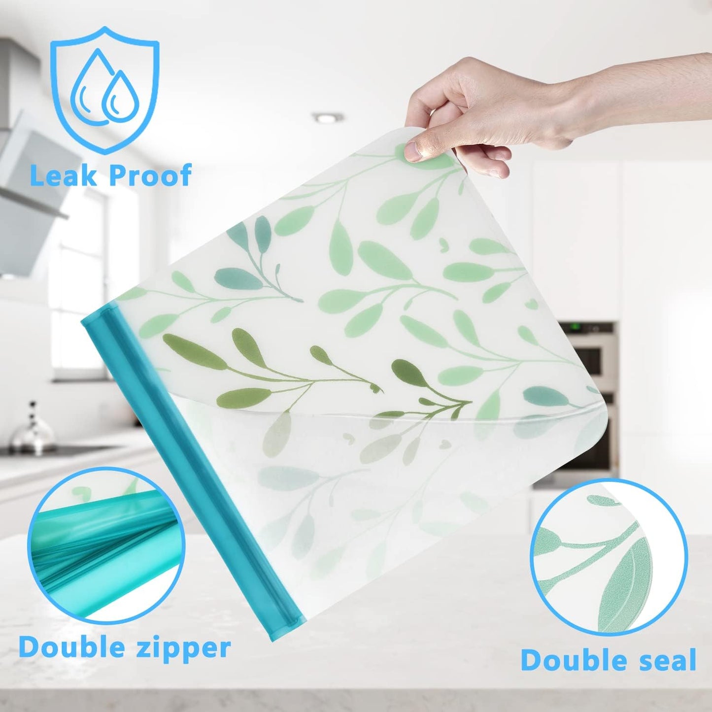 10 Pack Dishwasher Safe Reusable Bags Silicone, Leak Proof Reusable Freezer Bags for Food Storage Home Organization Traval & Make-Up BPA FREE for Food Storage Home BPA FREE for Salad Fruit