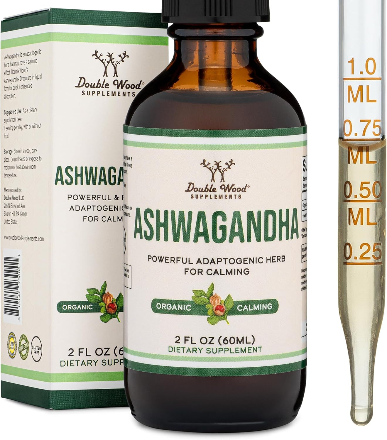 Ashwagandha Capsules, 120 Count (500Mg Extract 20:1 Potency) Adaptogen Stress Relief by Double Wood TLBH