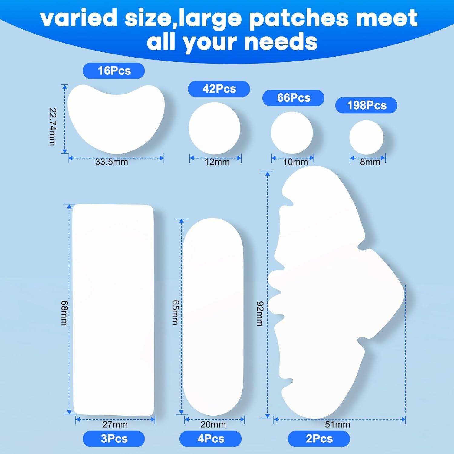 Large Pimple Patches for Face 331 Patches-7 Size,306 Patches round & 25 XL Acne Patches,Zit Patches Skin Care Hydrocolloid Pimple Patch with Tea Tree, Salicylic Acid & Cica Oil | Bigpack&Larger Size