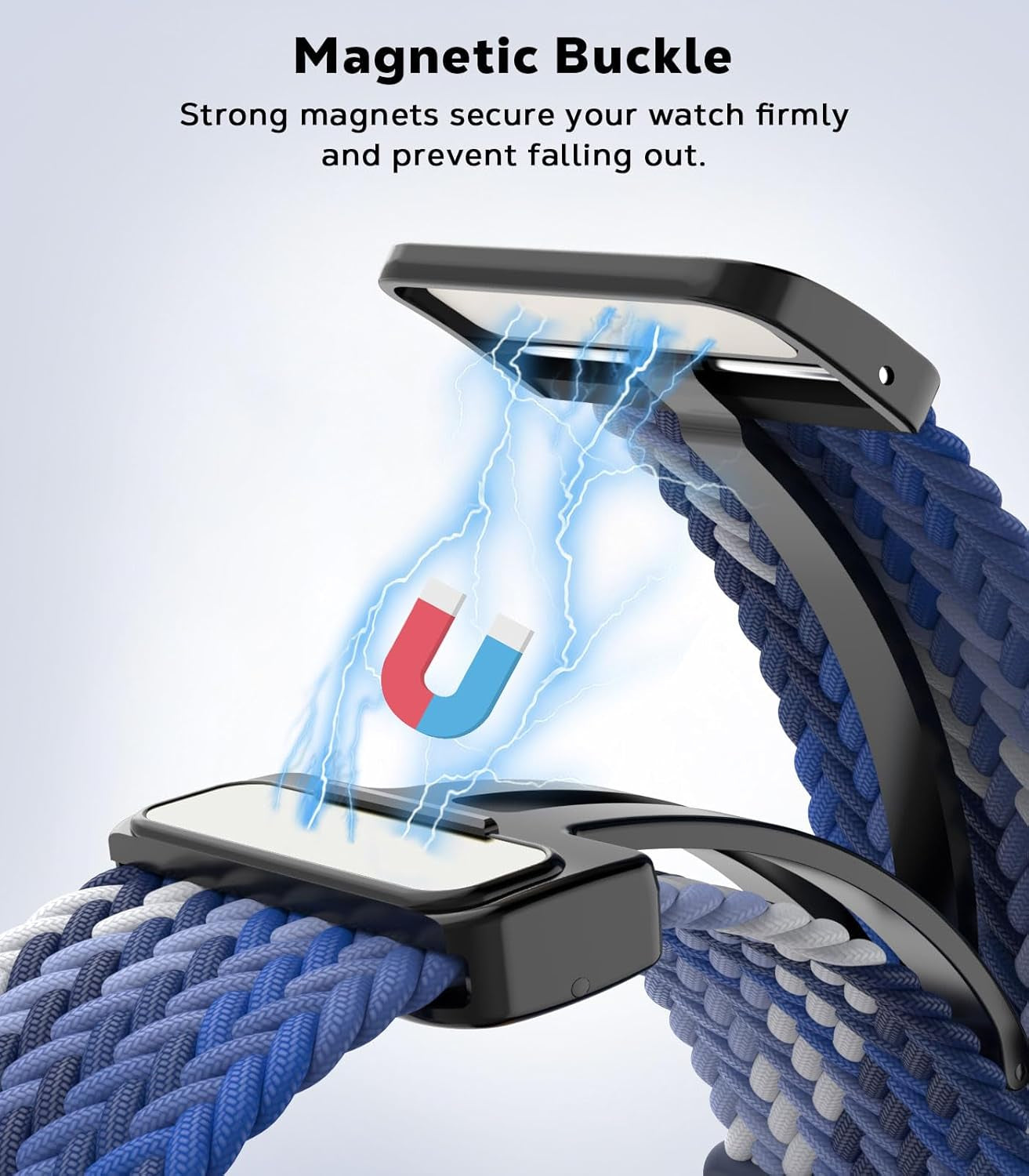 Braided Solo Loop Compatible with Samsung Galaxy Watch 6 5 4 Band 40Mm 44Mm/6 Classic 43Mm 47Mm/5 Pro 45Mm/4 Classic 42Mm 46Mm/3 41Mm/Active 2, 20Mm Stretchy Sport Band, Colorful Blue