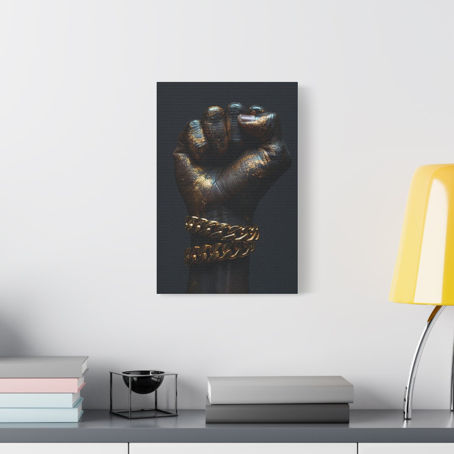 Black And Gold Power Black Man Fist Matte Canvas, Stretched, 1.25"