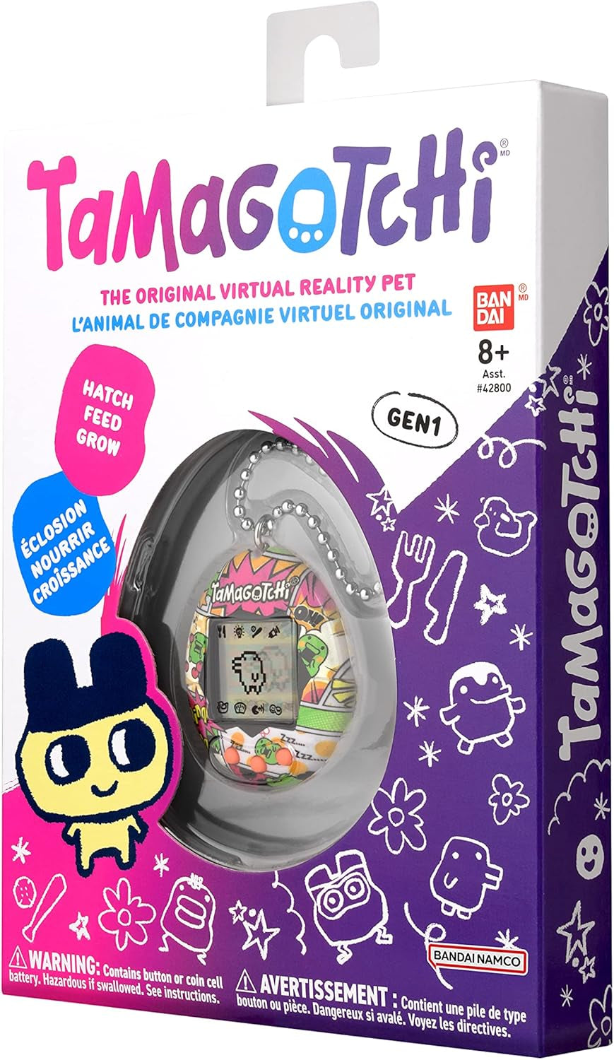 Bandai  Original Kuchipatchi Comic Book Shell |  Original Cyber Pet 90S Adults and Kids Toy with Chain | Retro Virtual Pets Are Great Boys and Girls Toys or Gifts for Ages 8+ BanUK