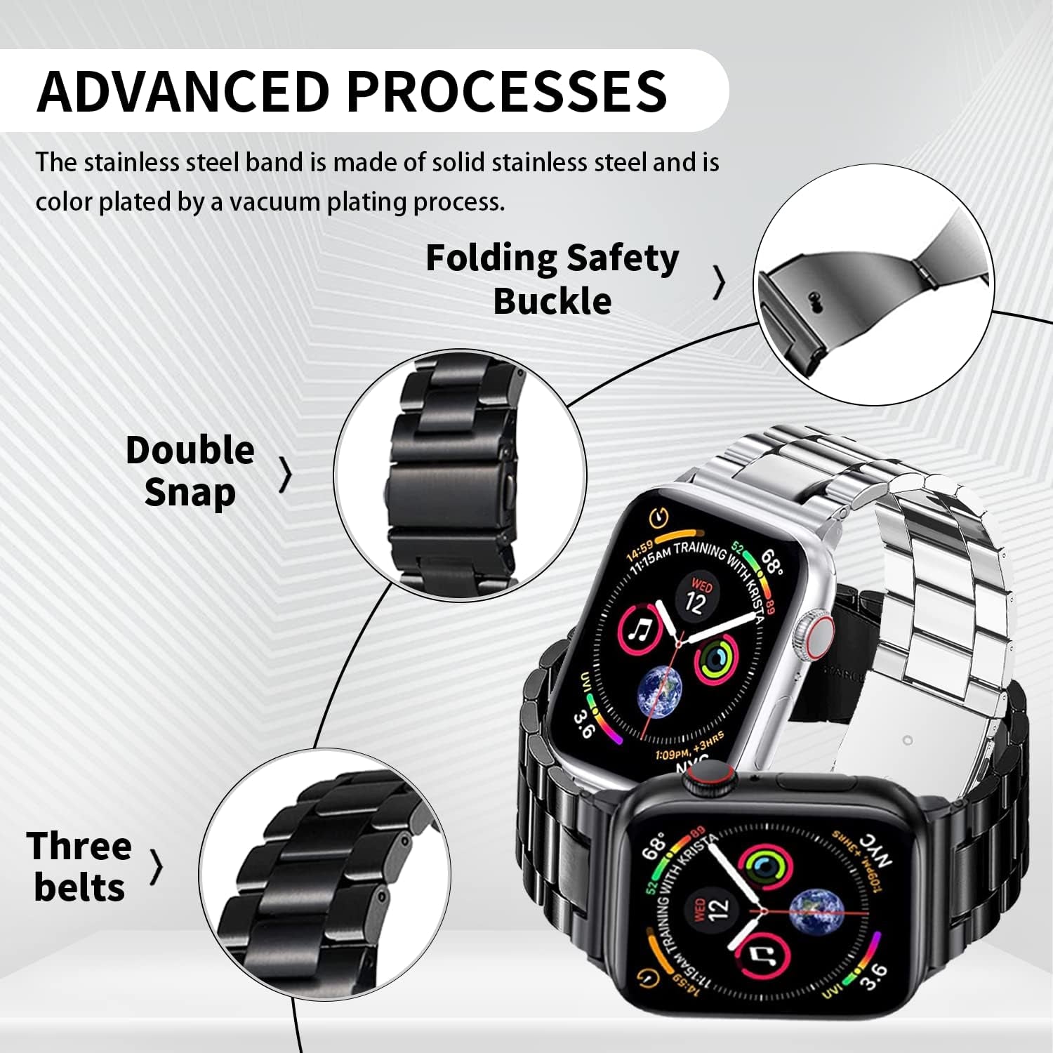 Compatible with Apple Watch Band Case Iwatch Ultra Series 9 8 7 6 5 4 3 2 1 SE 49Mm 45Mm 44Mm 42Mm 41Mm 40Mm 38Mm, Stainless Steel Metal Business Executive Classy Men Women