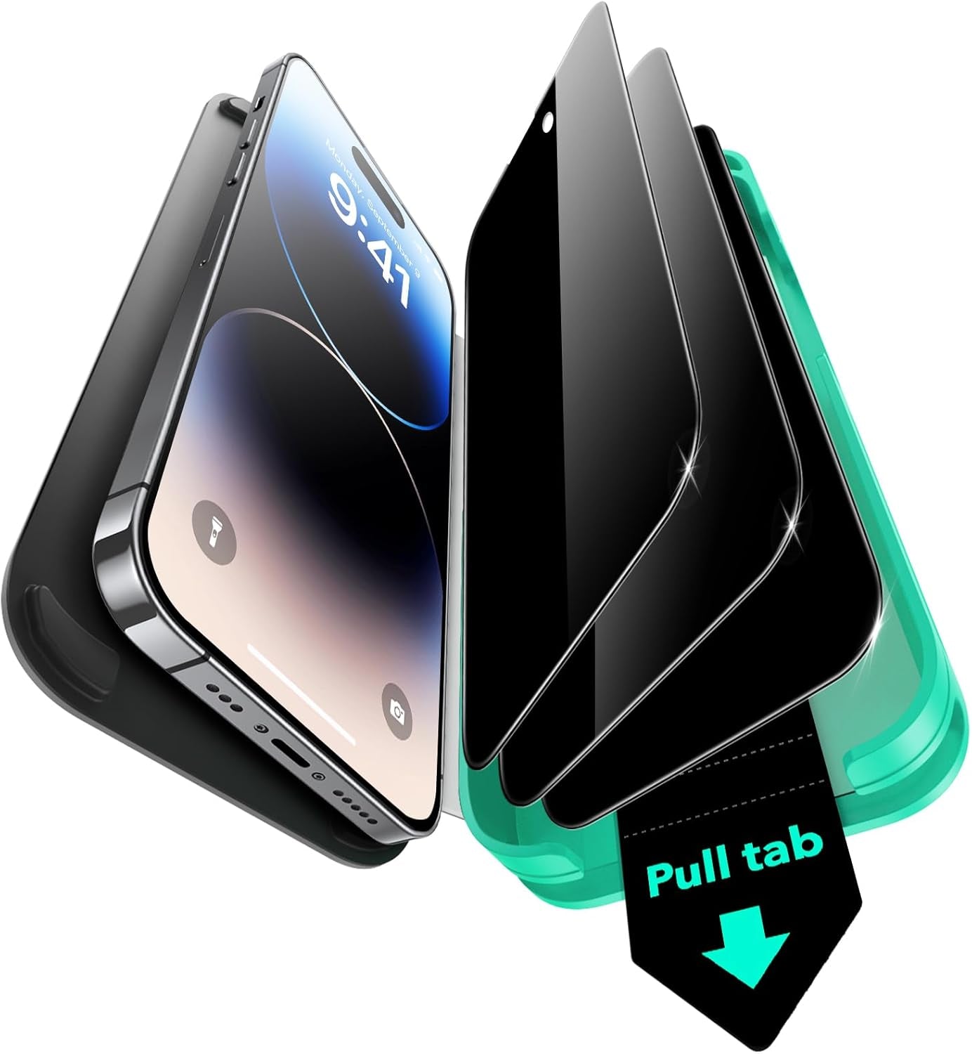3 Pack 9H+ Glass for Iphone 16E/Iphone SE 4/Iphone 14/Iphone 13/Iphone 13 Pro Privacy Screen Protector, [Military Grade Shatterproof & Longest Durable] Armorite Tempered Glass with Ultrafit Tray