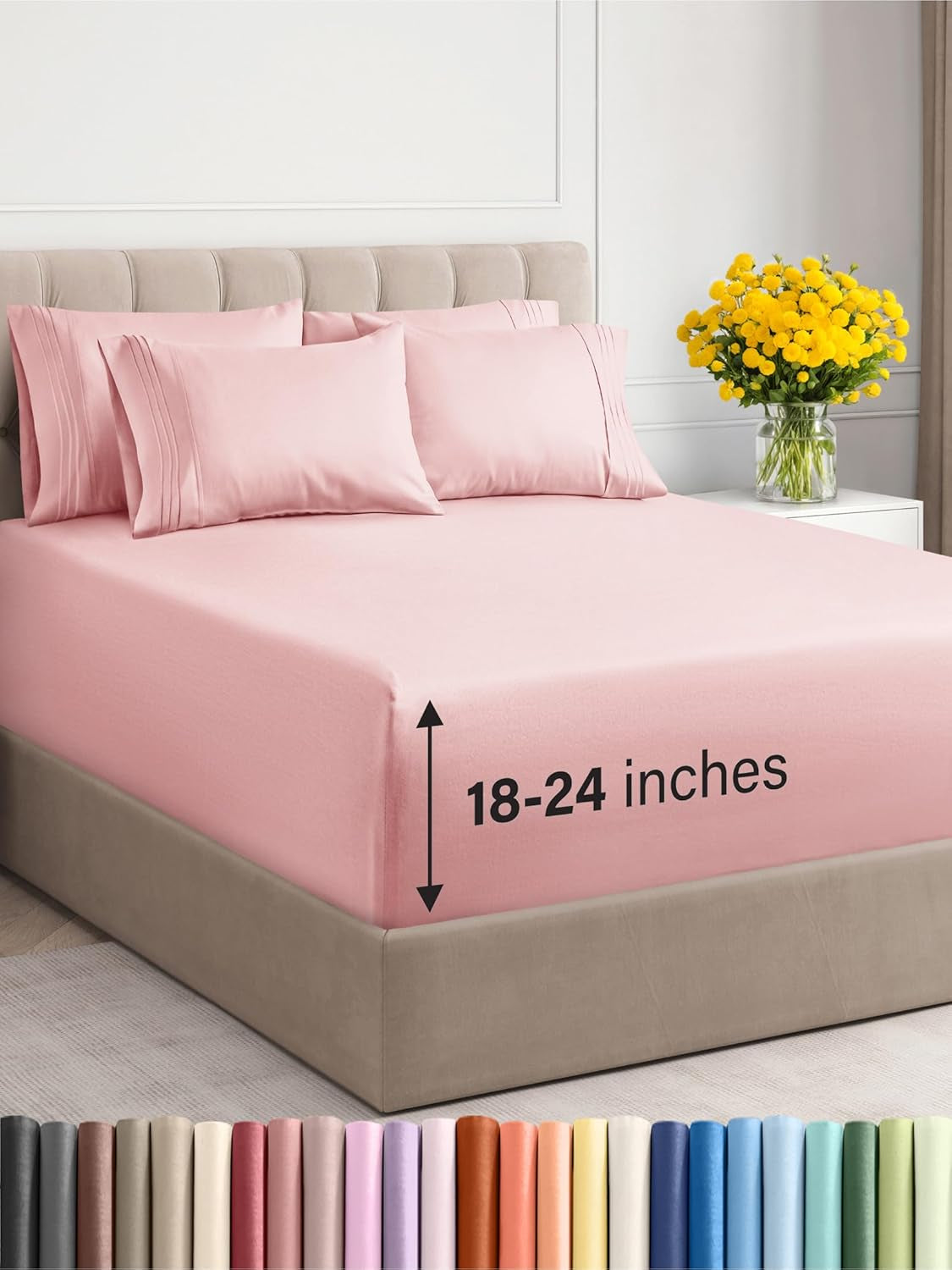 Extra Deep King Sheet Set - 6 Piece Breathable & Cooling Sheets - Hotel Luxury Bedding Set 18-24 Inch Extra Deep Pockets - Easy & Secure Fit - Super Soft, Wrinkle Free & Comfy - Navy Blue, King Size