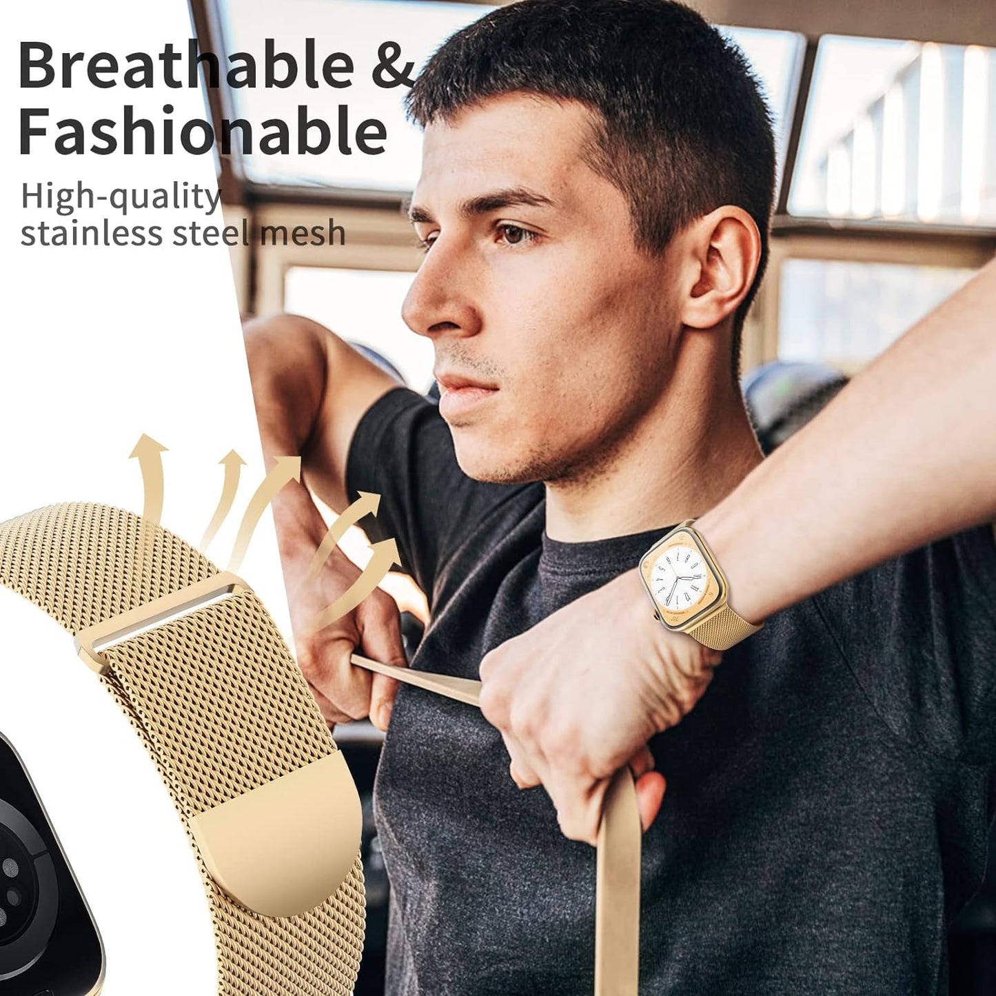 Metal Band Compatible with Apple Watch Bands 38Mm 40Mm 41Mm 42Mm 44Mm 45Mm 49Mm Women Men,Adjustable Magnetic Stainless Steel Mesh Strap for Iwatch Ultra/Ultra 2,Series 9 8 7 6 5 4 3 2 1 SE