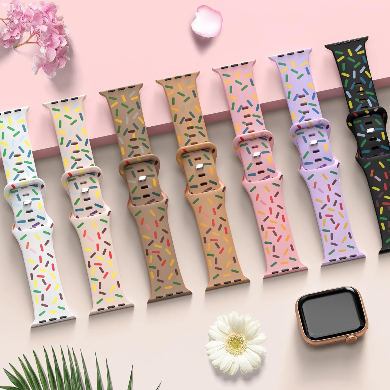 Rainbow Sport Band Compatible with Apple Watch Band 40Mm 41Mm 38Mm 42Mm 44Mm 45Mm 49Mm Women Men,Silicone Double-Sided Printed Wristbands Waterproof Strap for Iwatch Series Ultra SE 8 7 6 5 4 3 2