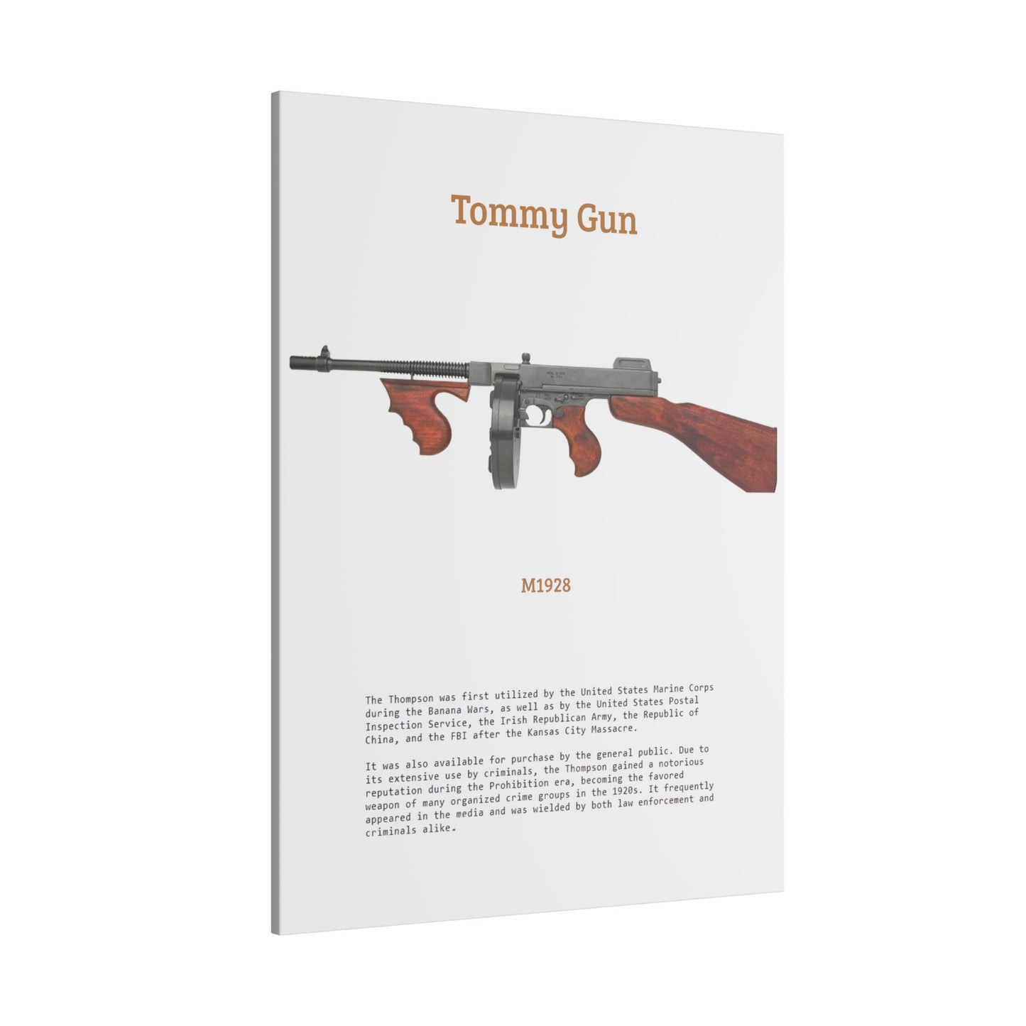 Thompson submachine gun TOMMY GUN M1928 Matte Canvas, Stretched, 0.75" (Multi-Size)