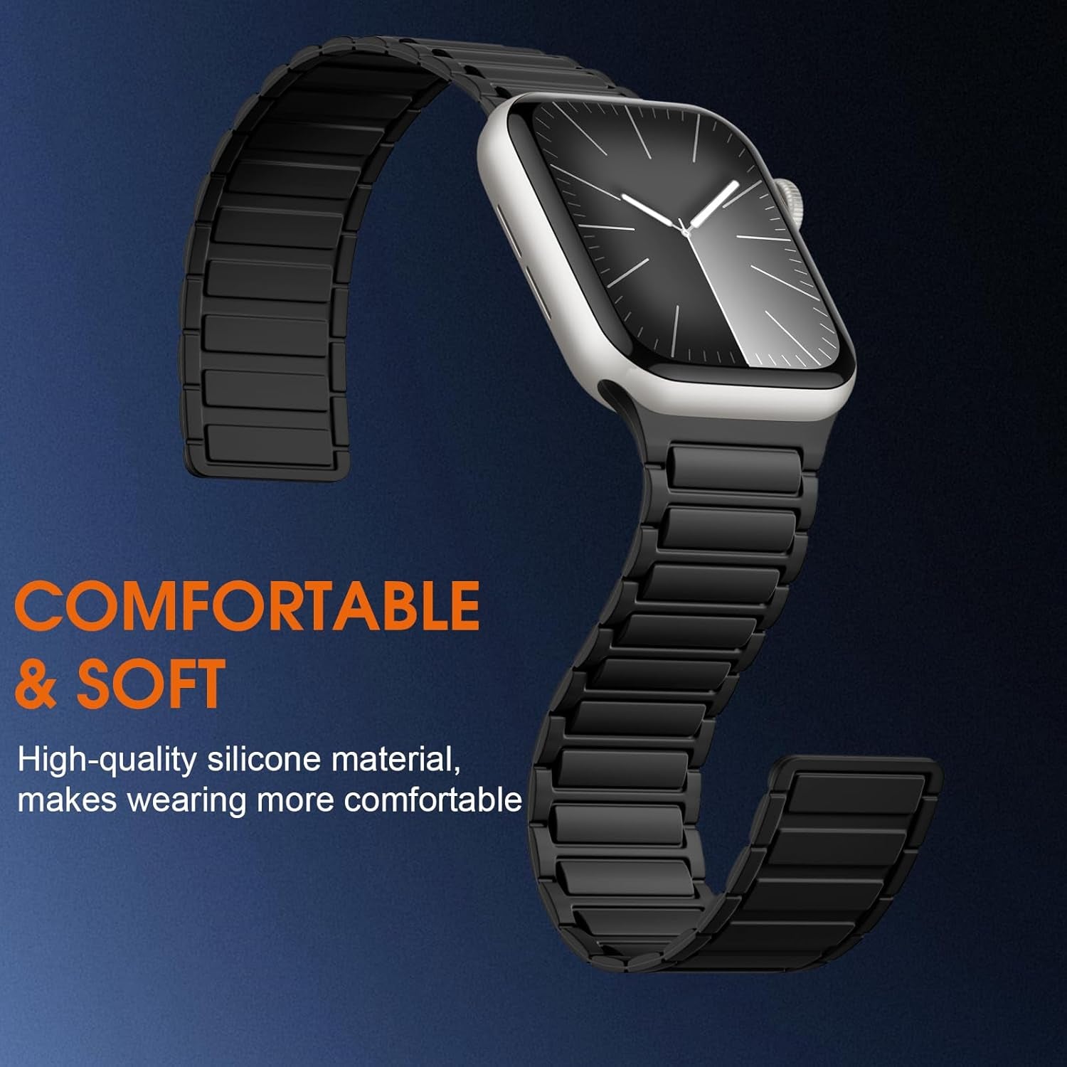 Magnetic Band Compatible with Apple Watch 45Mm for Men 46Mm 44Mm 42Mm 41Mm 40Mm 38Mm 49Mm Bands, Sport Silicone Strap Strong Magnet Link Wristband for Iwatch Series 10 9 8 7 6 5 4 3 SE Ultra 2