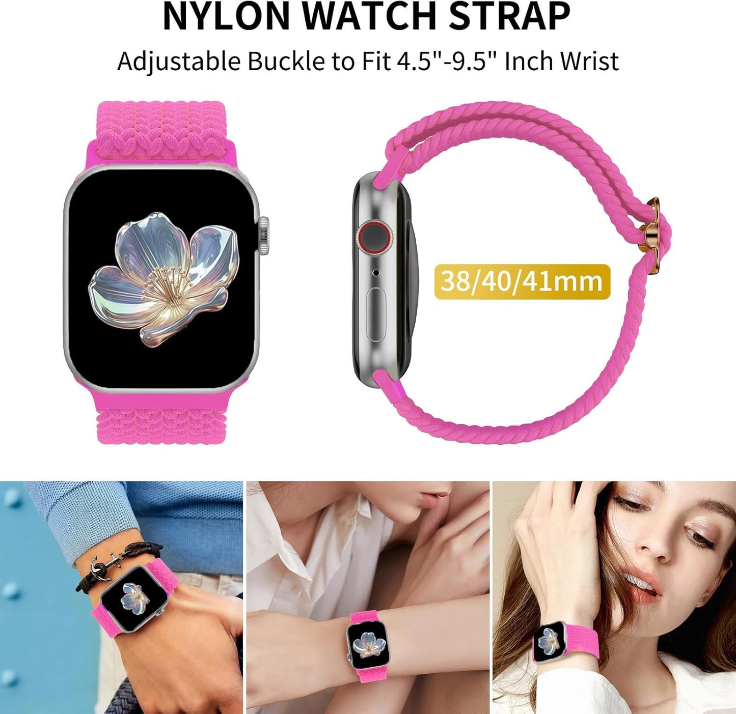 Band Compatible with Apple Watch 38Mm 40Mm 41Mm,Nylon Sport Strap for Iwatch Series Ultra 9/8/7/6/5/4/3/2/1 SE