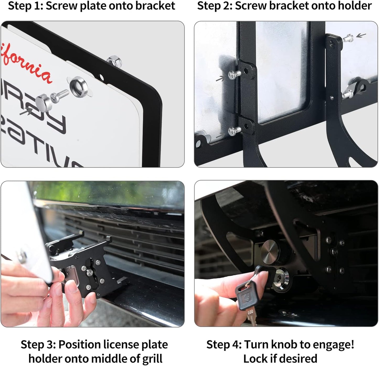 The Original Lockable License Plate Holder for 2020-2024 Tesla Model Y, Front License Plate Bracket Mounting Kit with Anti-Theft Features, No Adhesives License Frame (Streamlined Gen2 Design)