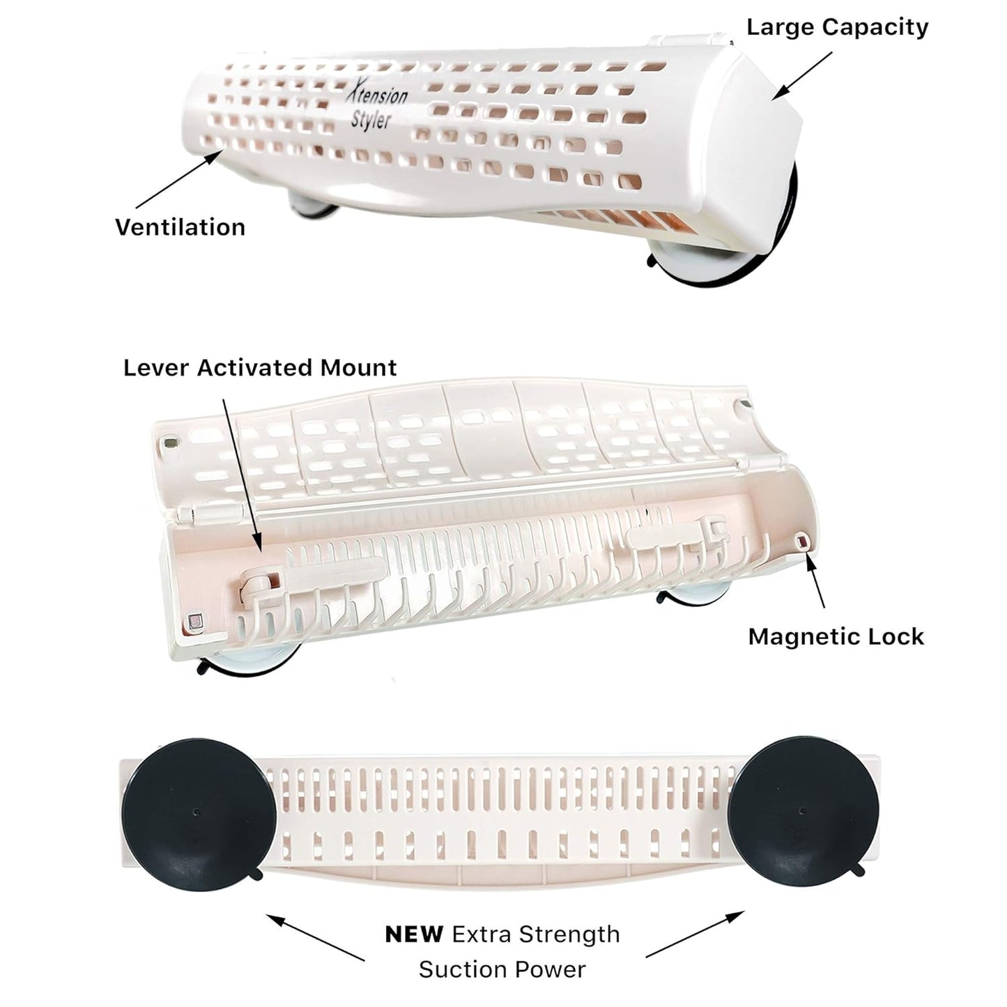 Hair Extension Holder and Hanger – Professional Hair Styling Tool and Extension Caddy for Washing, Coloring and Blow-Drying of Weft, Clip-In, Tape-In and Halo Extensions [WHITE]