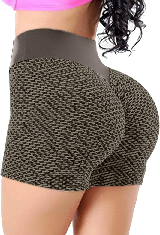 Women'S Butt Lifting Yoga Shorts High Waisted Ruched Booty Shorts Gym Workout Hot Pants