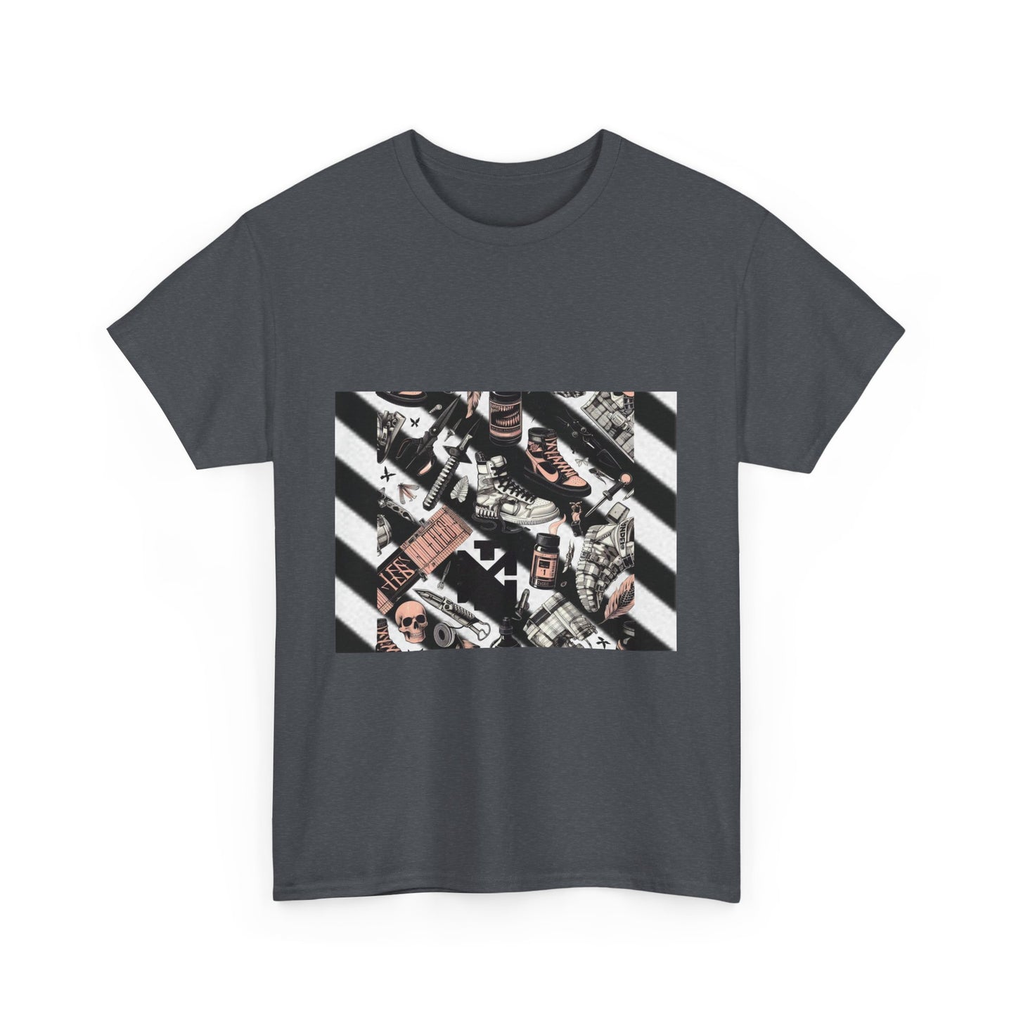 Graphic Unisex Heavy Cotton Tee - Urban Streetwear Vibe Off-White Inspired