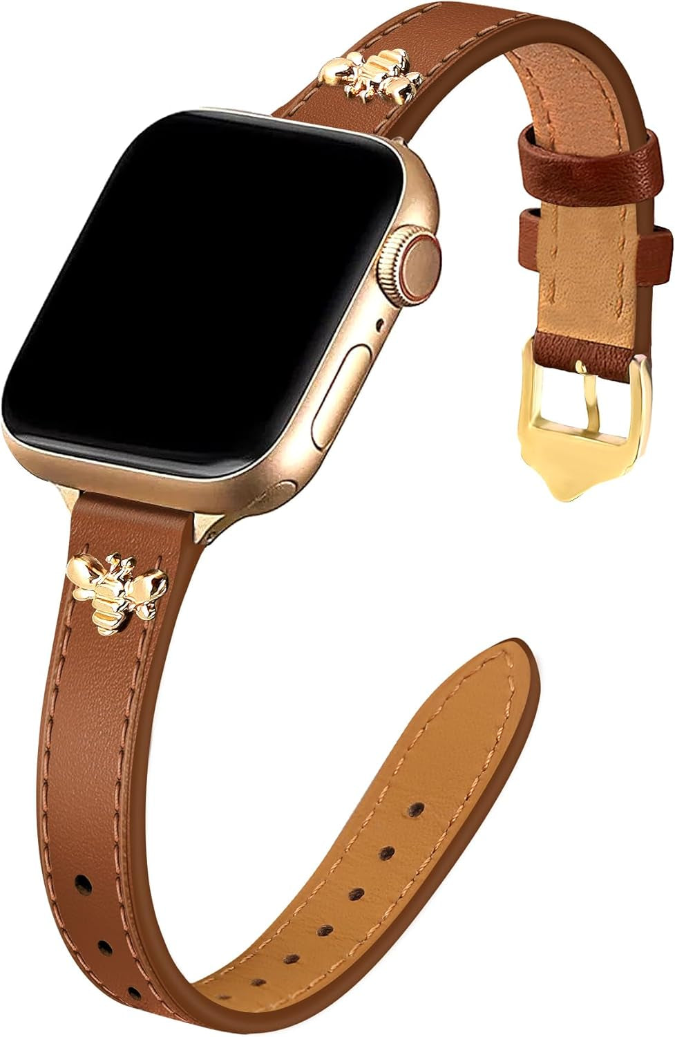 Elegant Slim Leather Bands Boho Beaded Watch Band Bundle Compatible with Apple Watch 38Mm 40Mm 41Mm 42Mm 44Mm 46Mm 45Mm 49Mm Women for Iwatch Series 10/9/8/7/6/5/4/3/2/1/Se/Ultra