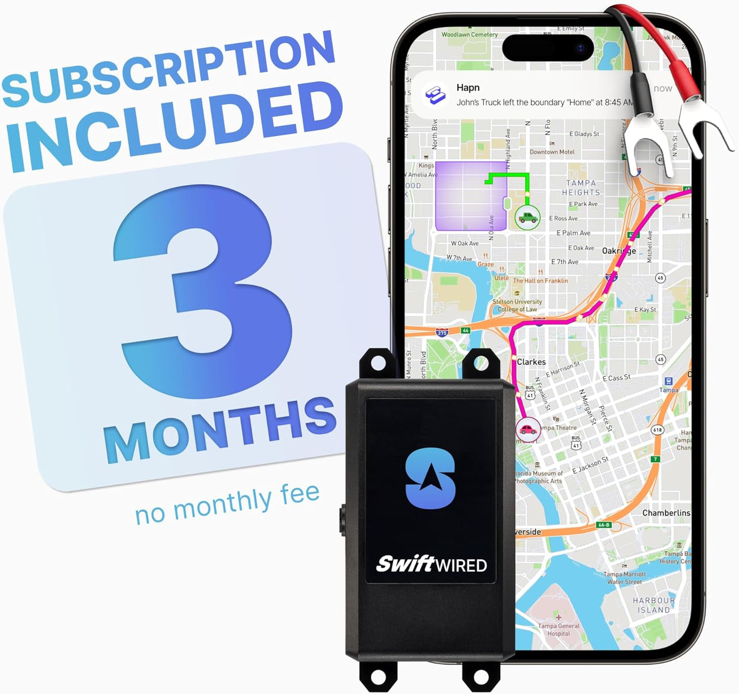 Spytec Swift Wired GPS Tracker for Cars with 3 Month Service, No Fees, GPS Tracking for Vehicles & Trucks, Easy Installation to Car Battery W/No Drain, 24/7 GPS Surveillance, USA & Worldwide Tracking TRUCK DRIVER