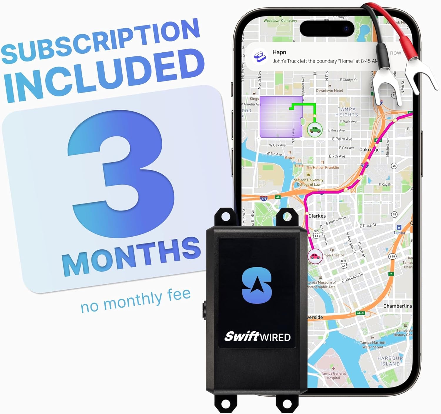 Spytec Swift Wired GPS Tracker for Cars with 3 Month Service, No Fees, GPS Tracking for Vehicles & Trucks, Easy Installation to Car Battery W/No Drain, 24/7 GPS Surveillance, USA & Worldwide Tracking TRUCK DRIVER