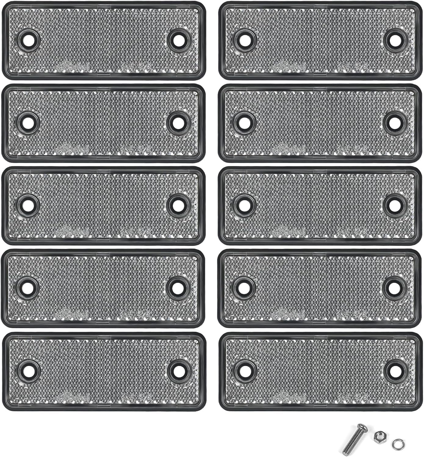 10 Pack Red Screw on Rectangular Reflectors, E11 Approval Road Safety Gate Posts Rear Reflectors for Trailer Caravan Truck Tractor Boat Lorry Motorcycle Fence Gate Post TRUCK DRIVER