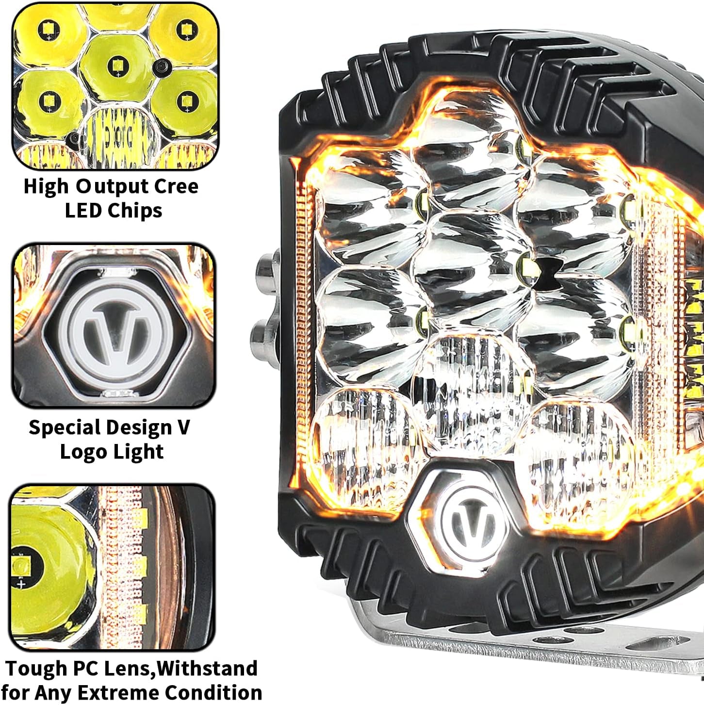 7 Inch round LED Offroad Light with DRL, 90W Driving Light LED Light Bar, 8000LM Spot Flood Combo Work Light for Wrangler, ATV, SUV, UTV, Trucks, Pickup, 4X4, F150 - Pack of 1