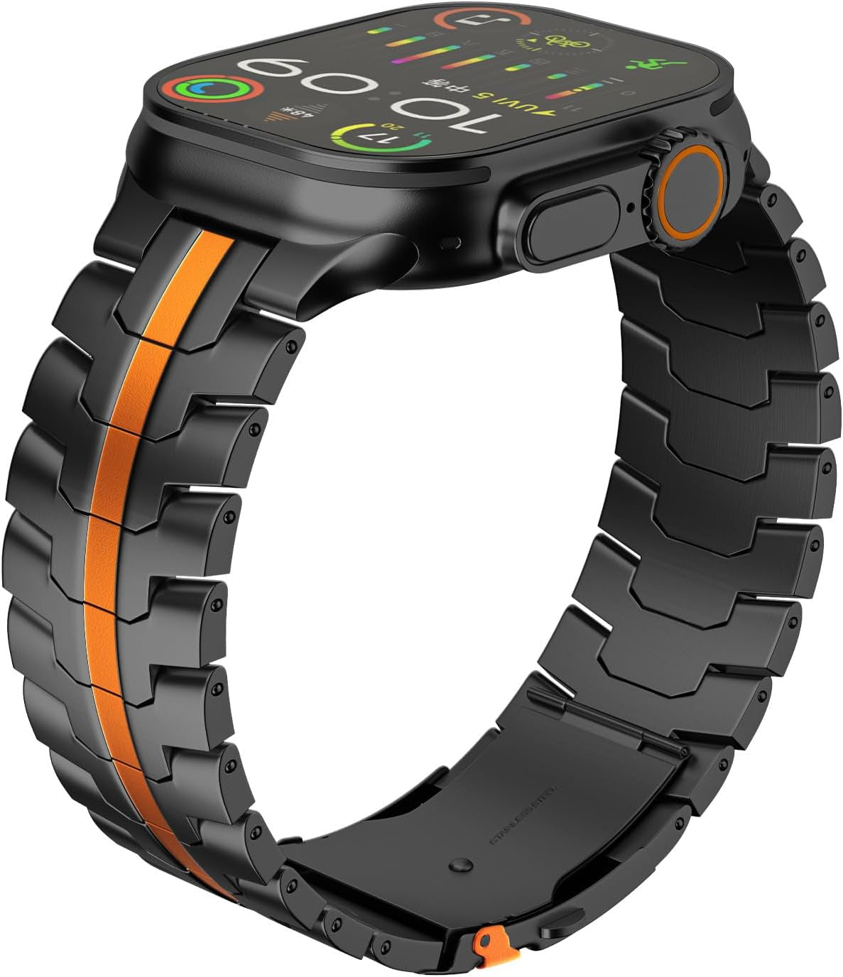 Titanium Band Compatible with Apple Watch Ultra & Ultra 2 (49Mm, 45Mm, 44Mm, 42Mm) - Adjustable Lightweight Titanium Metal Replacement Strap with Folding Clasp for Men and Women