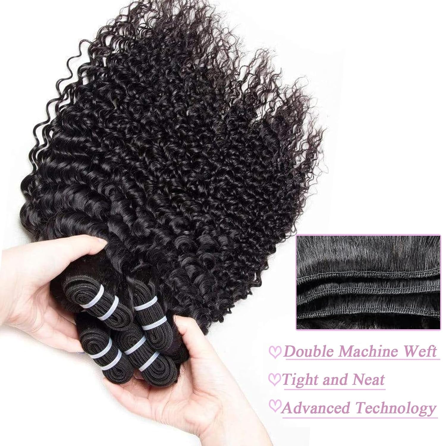 Deep Wave Human Hair Bundles 4 Bundles 16 18 20 22 Inch Curly Bundles Human Hair 100% Unprocessed Virgin Hair Water Wave Bundles Wet and Wavy Bundles Double Weft Thick and Full Natural Black