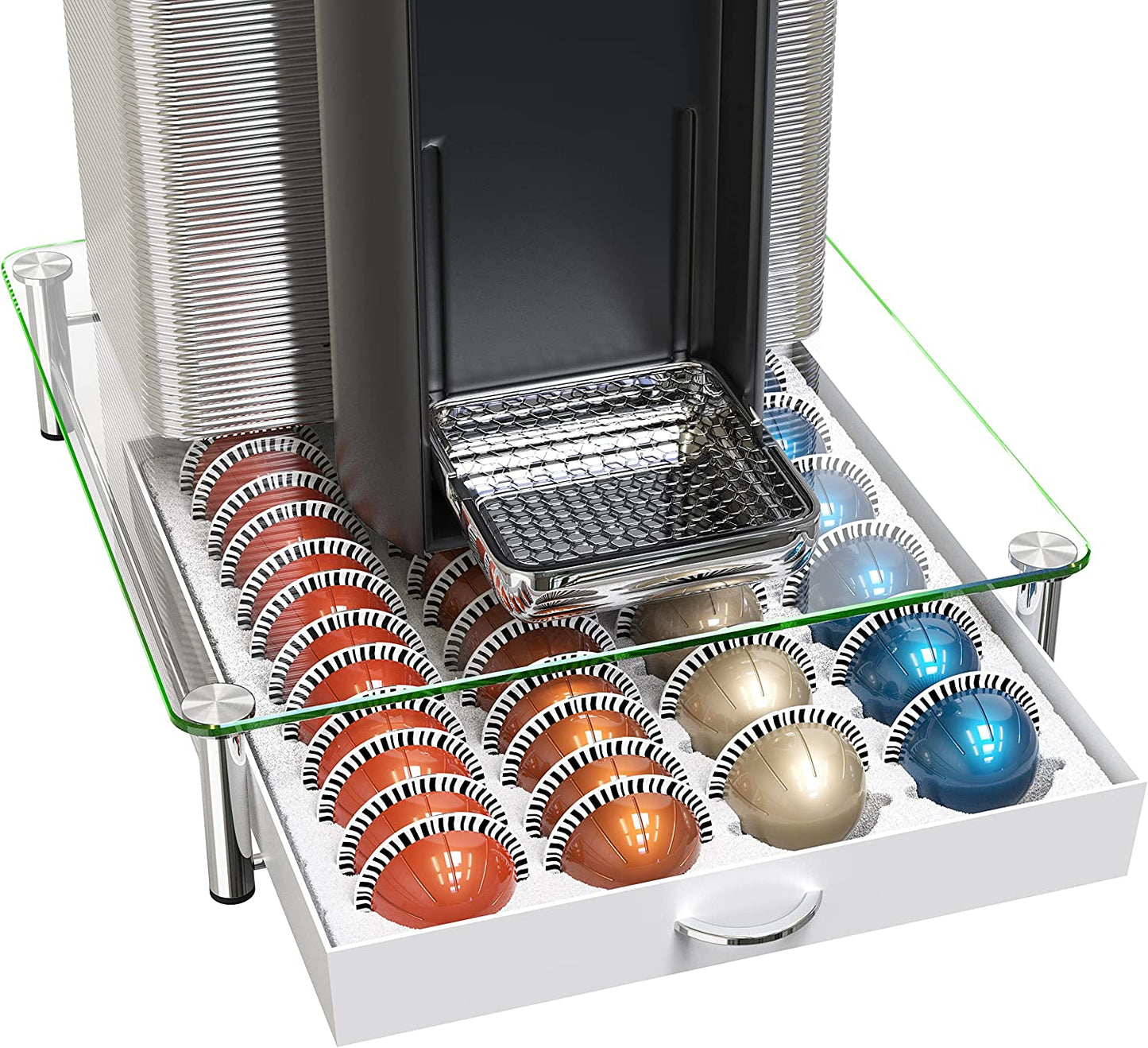 Decobrothers Supreme Vertuoline Drawer, Holds with 30 Big or 60 Small Vertuoline Pods, Grey